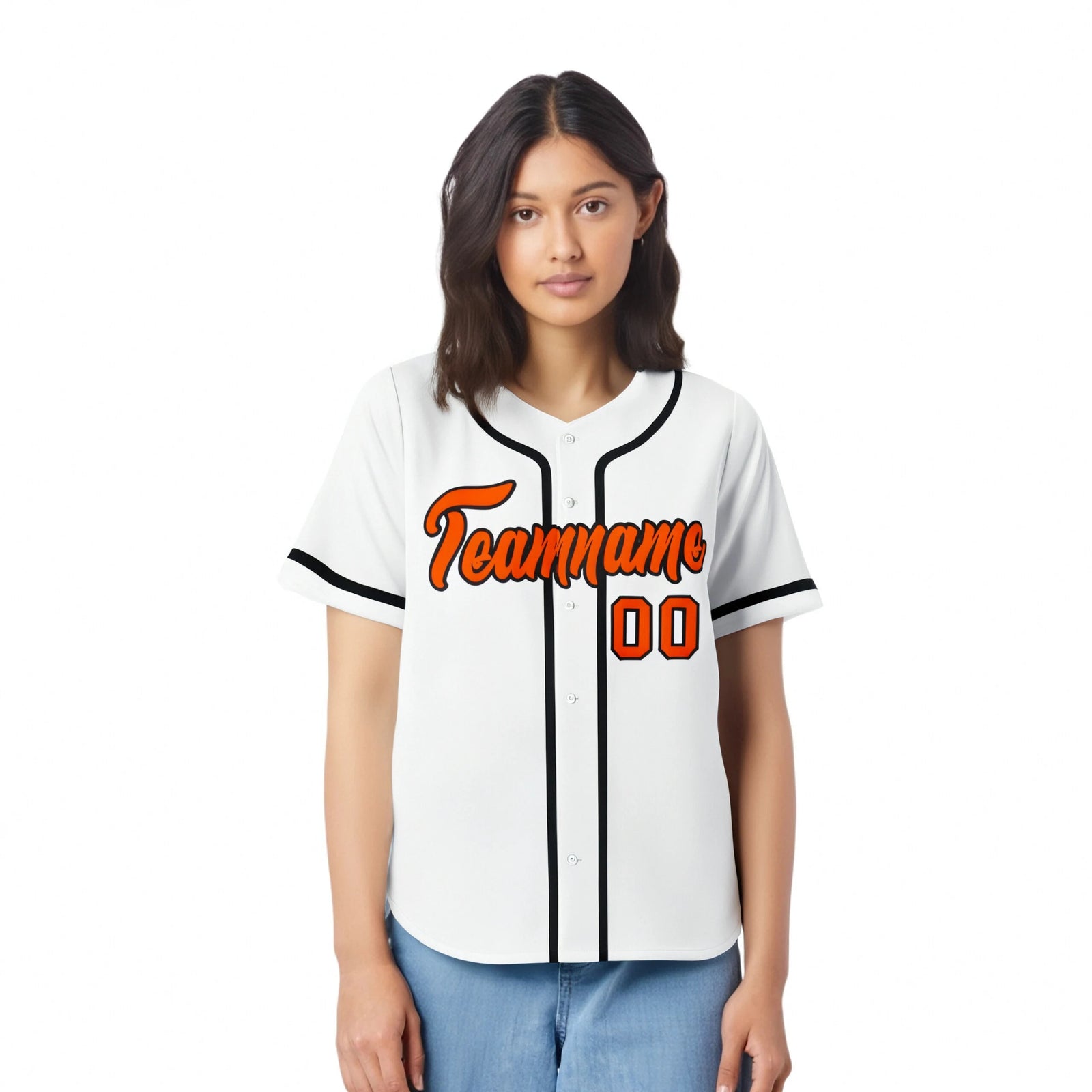 Custom White Black-Orange Classic Style Authentic Baseball Jersey