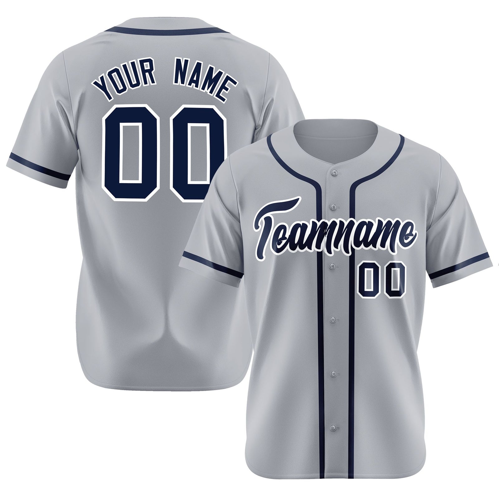 Custom Gray Navy Classic Style Authentic Baseball Jersey