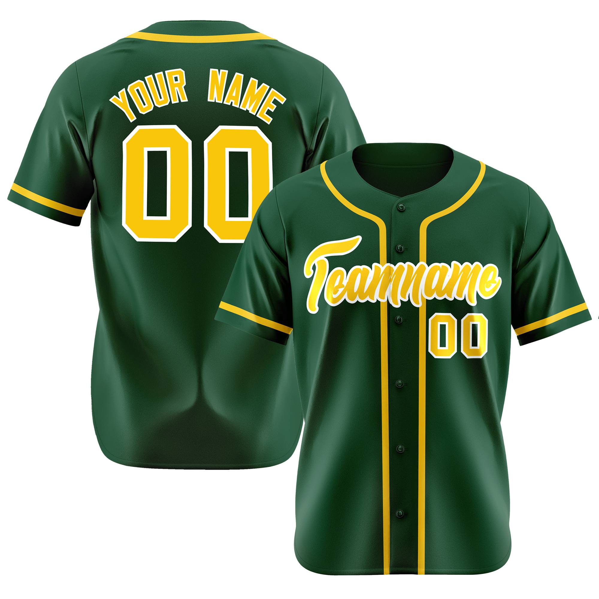 Custom Green Glod Classic Style Authentic Baseball Jersey