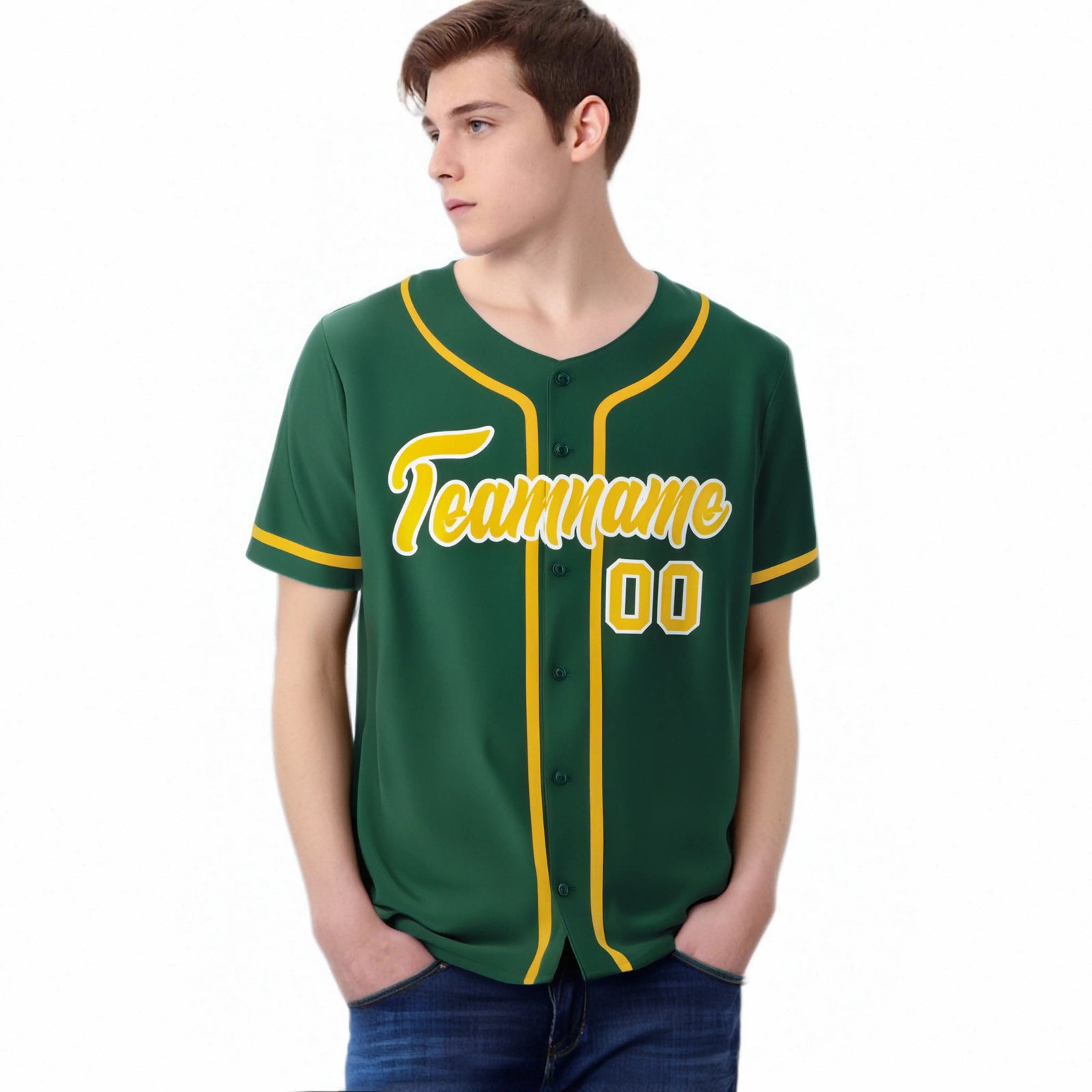 Custom Green Glod Classic Style Authentic Baseball Jersey