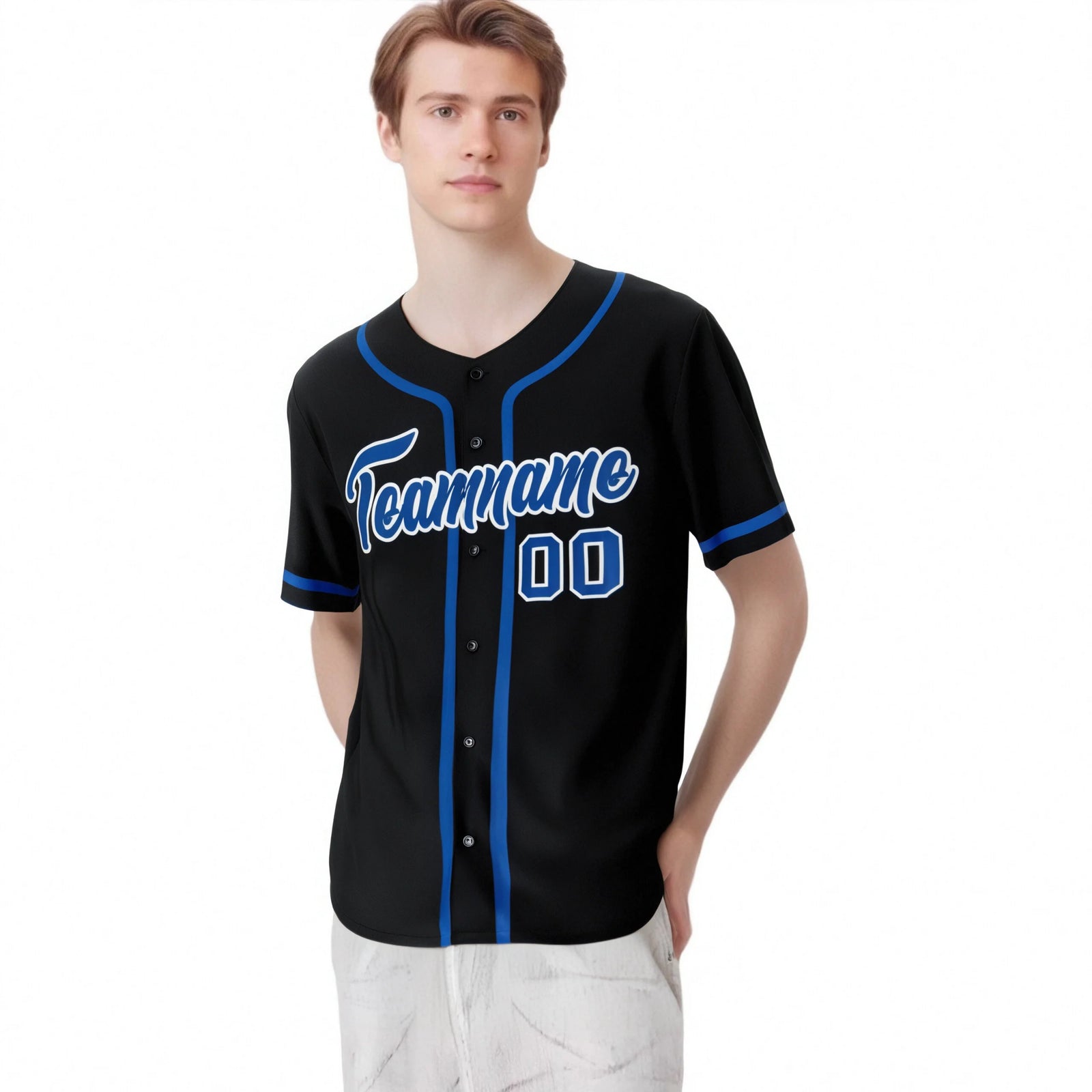 Custom Black Royal Blue Classic Style Authentic Baseball Jersey