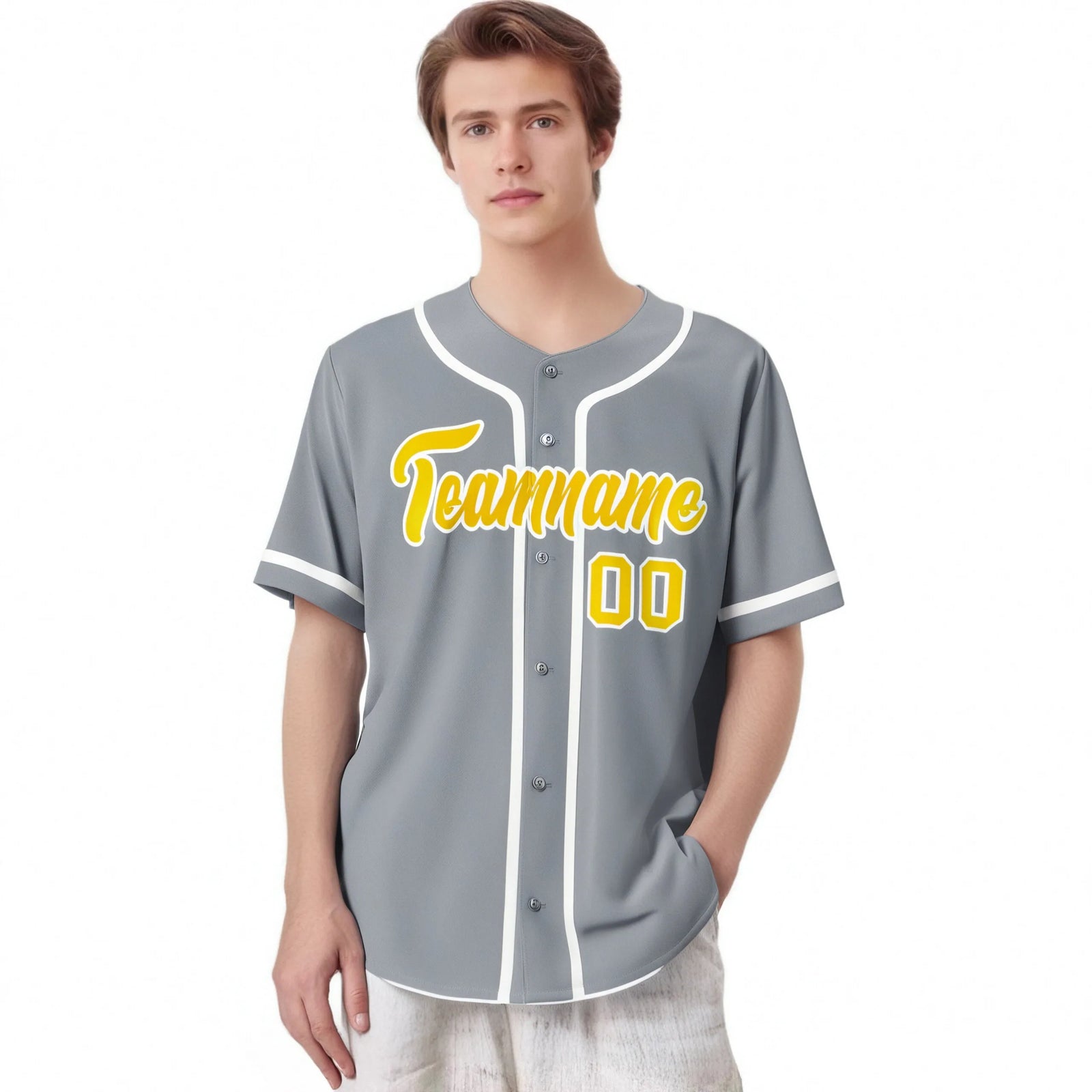 Custom Gray Glod White Classic Style Authentic Baseball Jersey