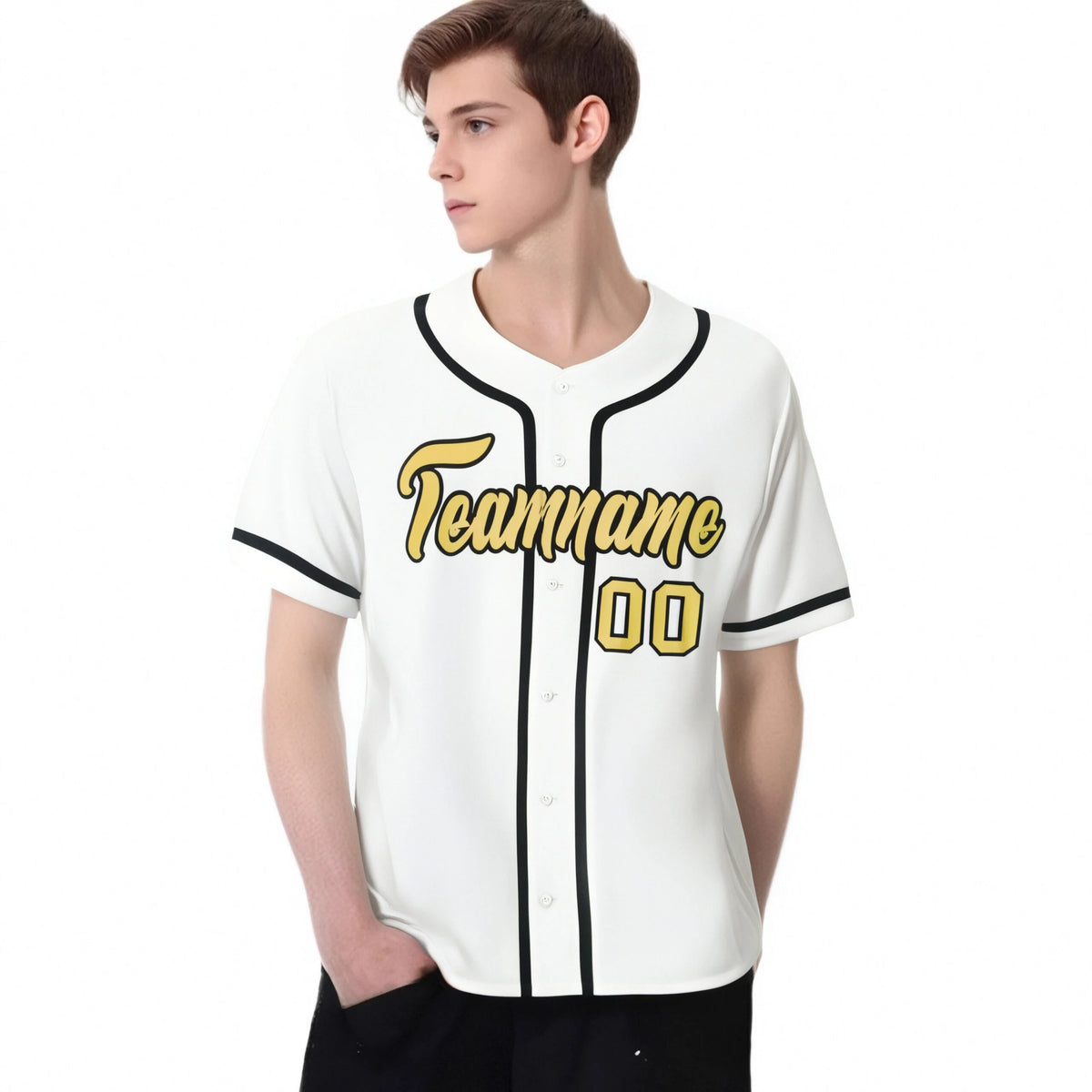 Custom White Glod-Black Classic Style Authentic Baseball Jersey