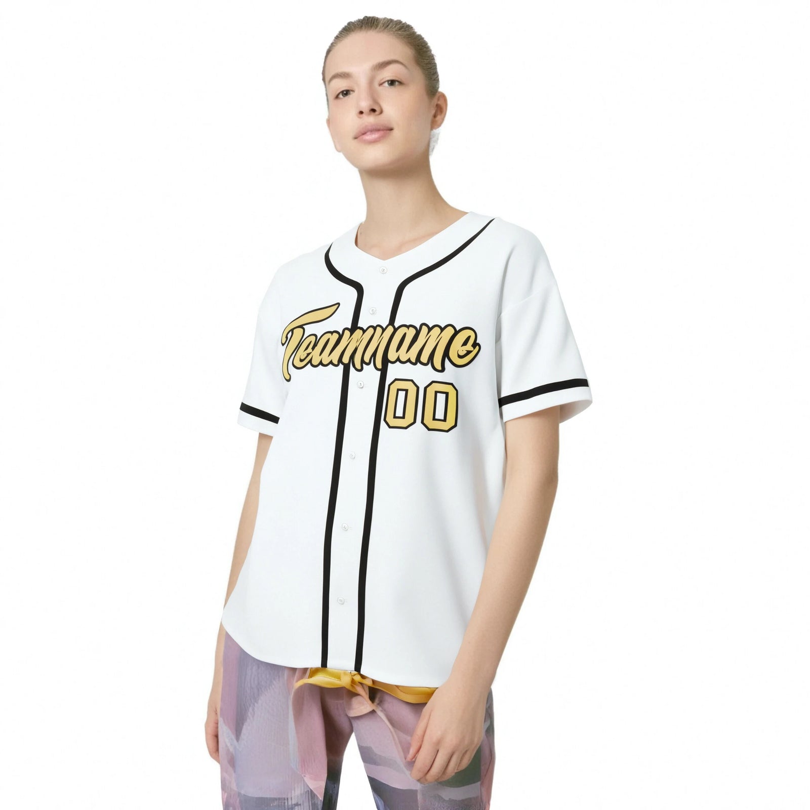 Custom White Glod-Black Classic Style Authentic Baseball Jersey