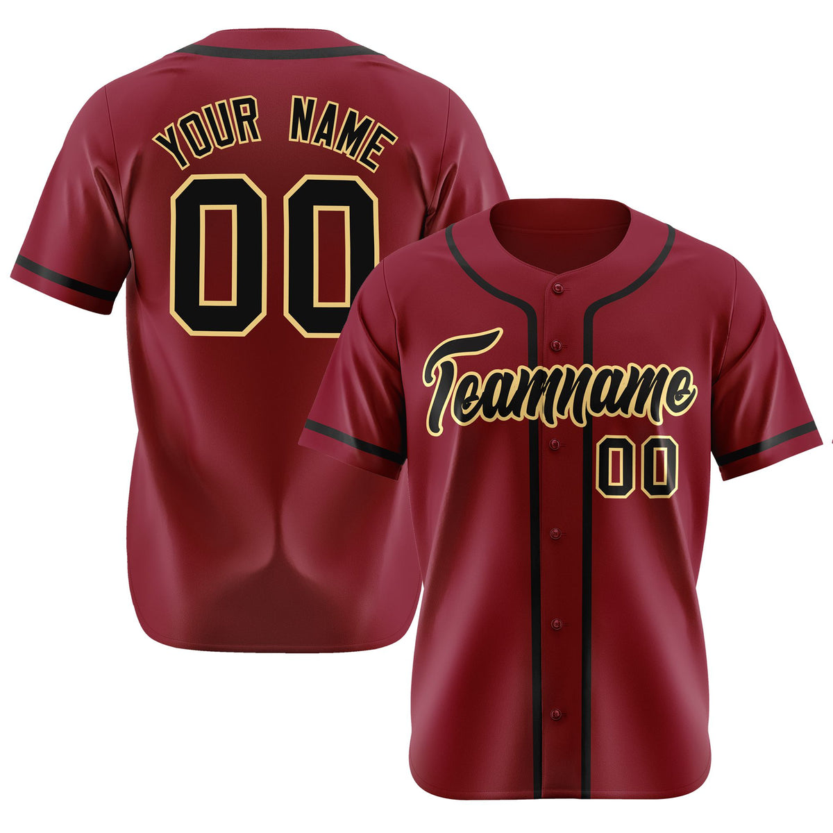 Custom Crimson Black Classic Style Authentic Baseball Jersey