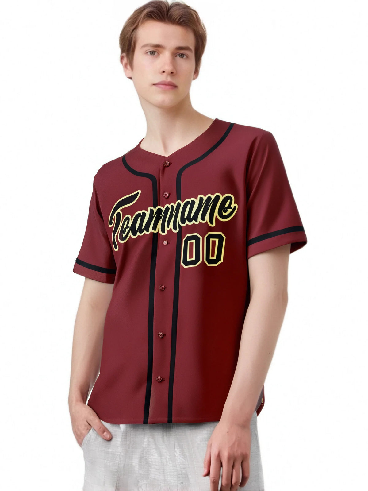 Custom Crimson Black Classic Style Authentic Baseball Jersey