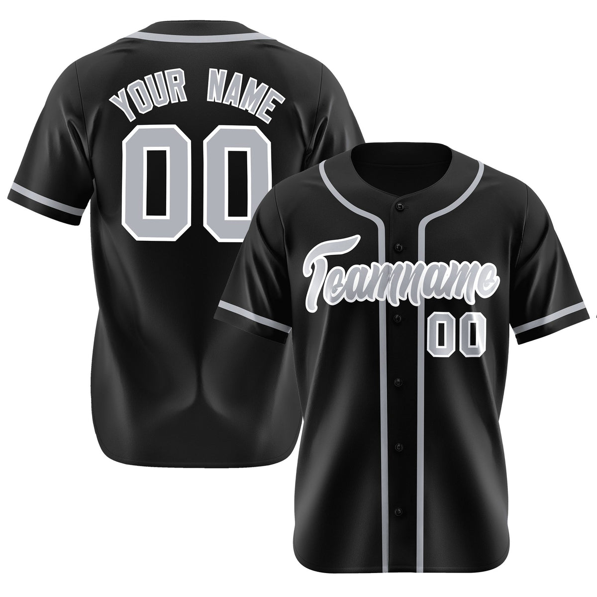 Custom Black Gray Classic Style Authentic Baseball Jersey
