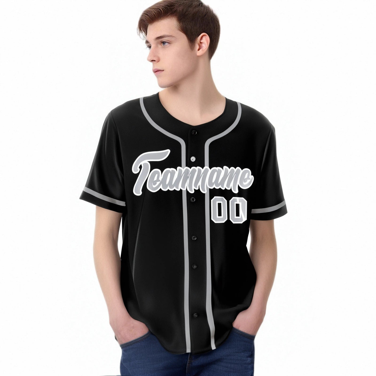 Custom Black Gray Classic Style Authentic Baseball Jersey