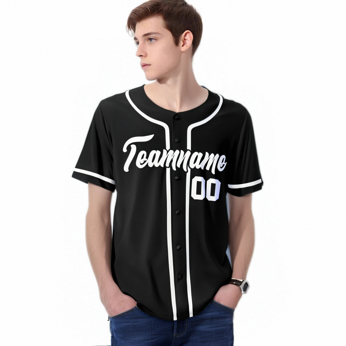 Custom Black White Classic Style Authentic Baseball Jersey