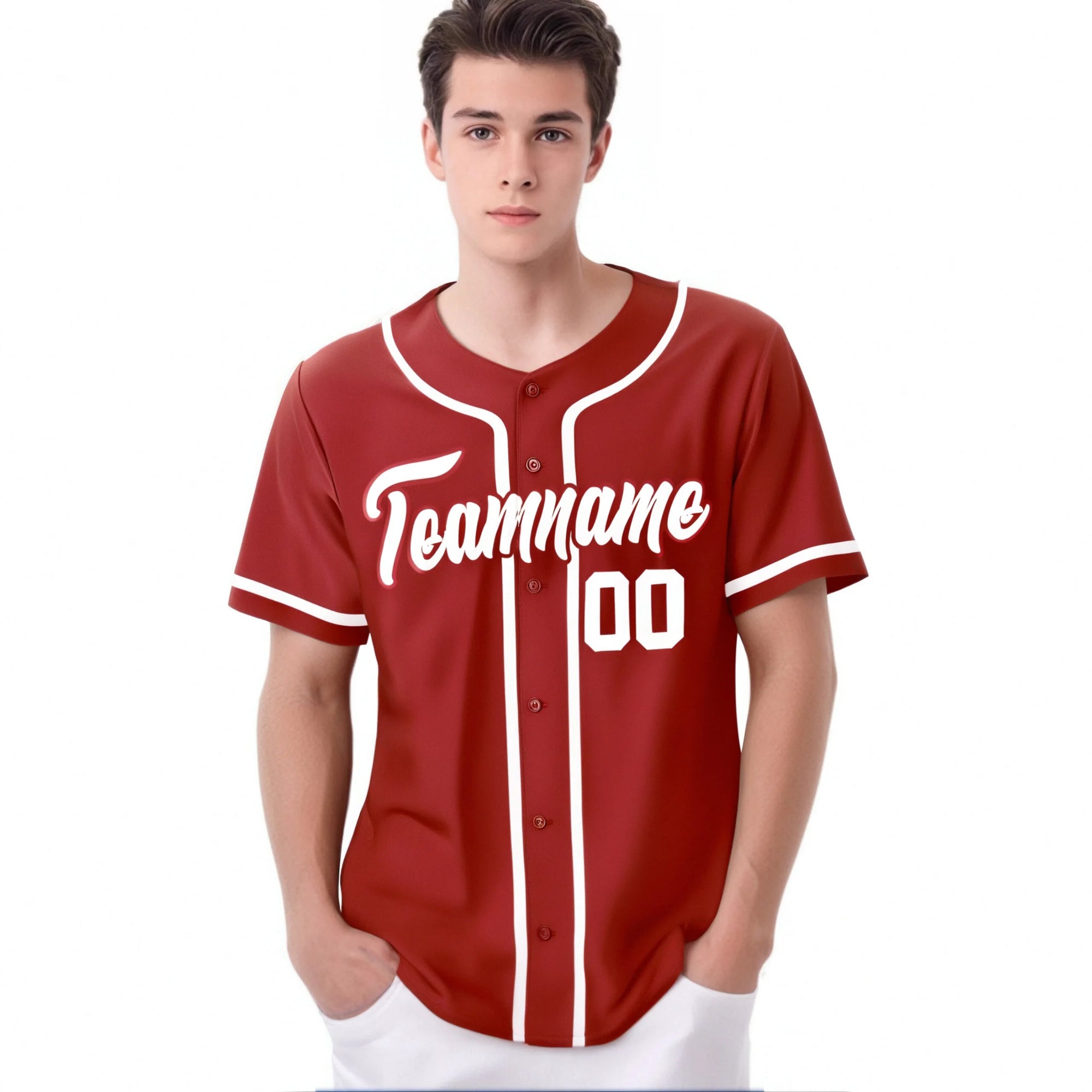 Custom Red White Classic Style Authentic Baseball Jersey