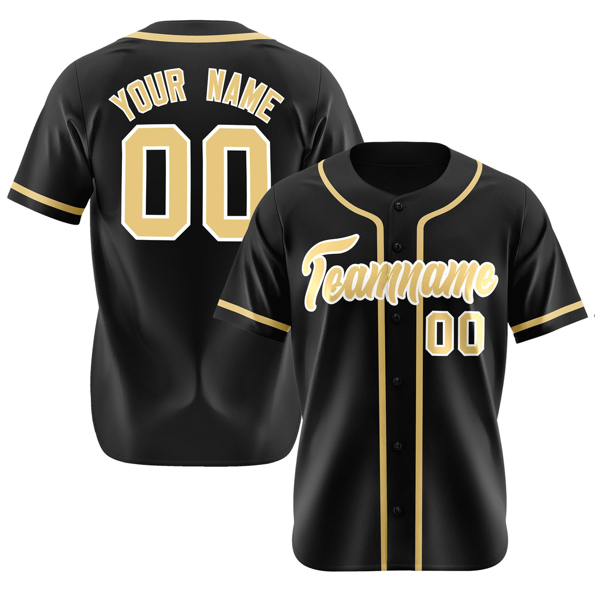 Custom Black Khaki Classic Style Authentic Baseball Jersey
