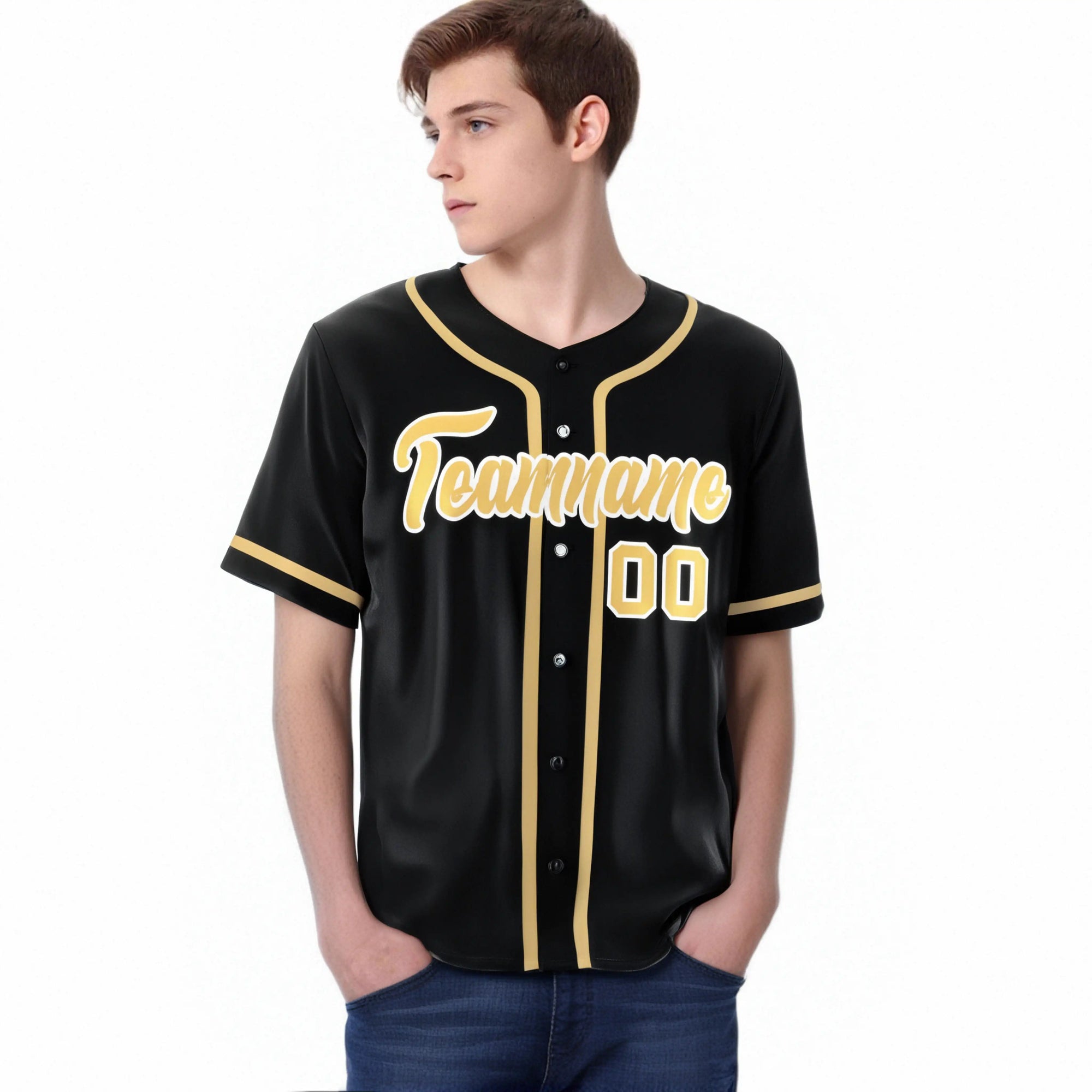 Custom Black Khaki Classic Style Authentic Baseball Jersey