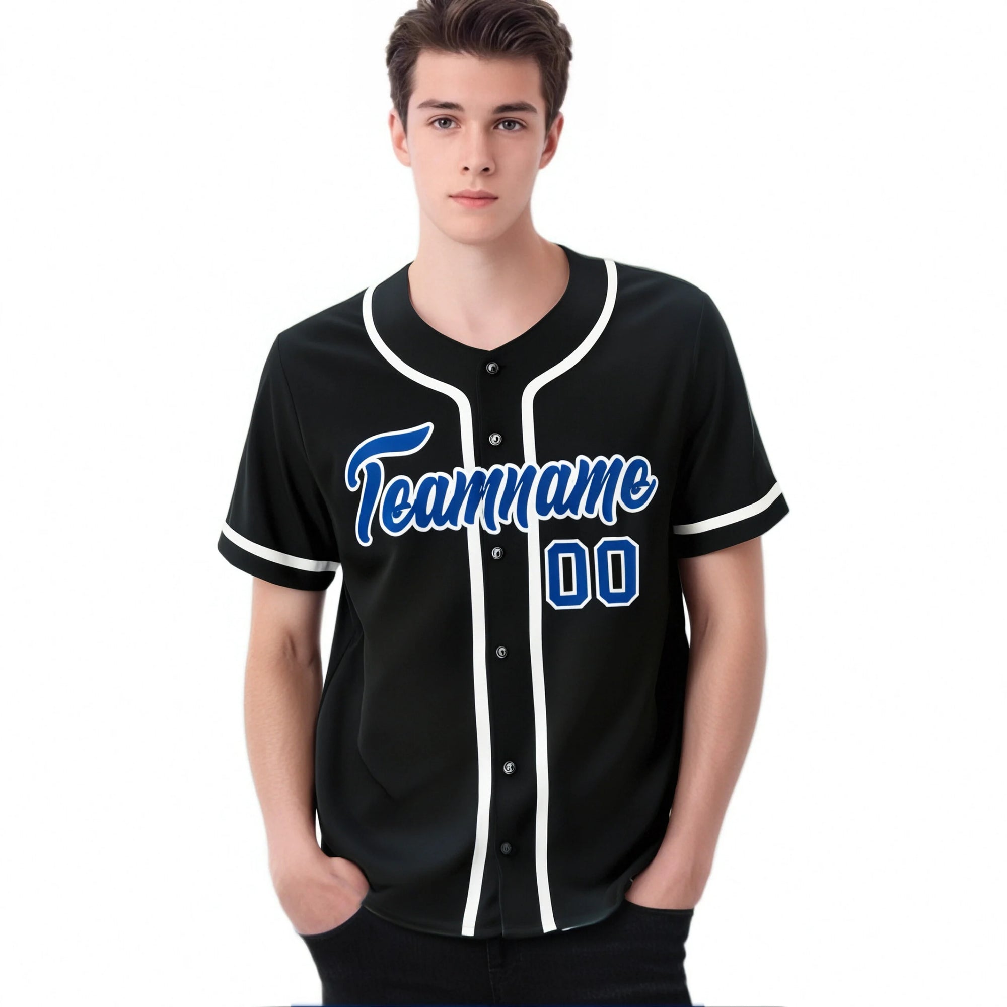 Custom Black Royal Blue-White Classic Style Authentic Baseball Jersey