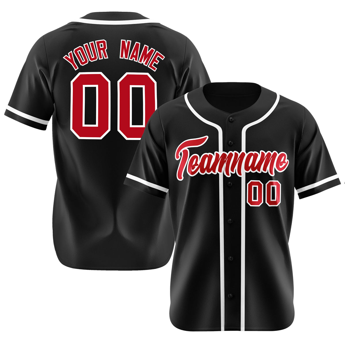 Custom Black Red-White Classic Style Authentic Baseball Jersey