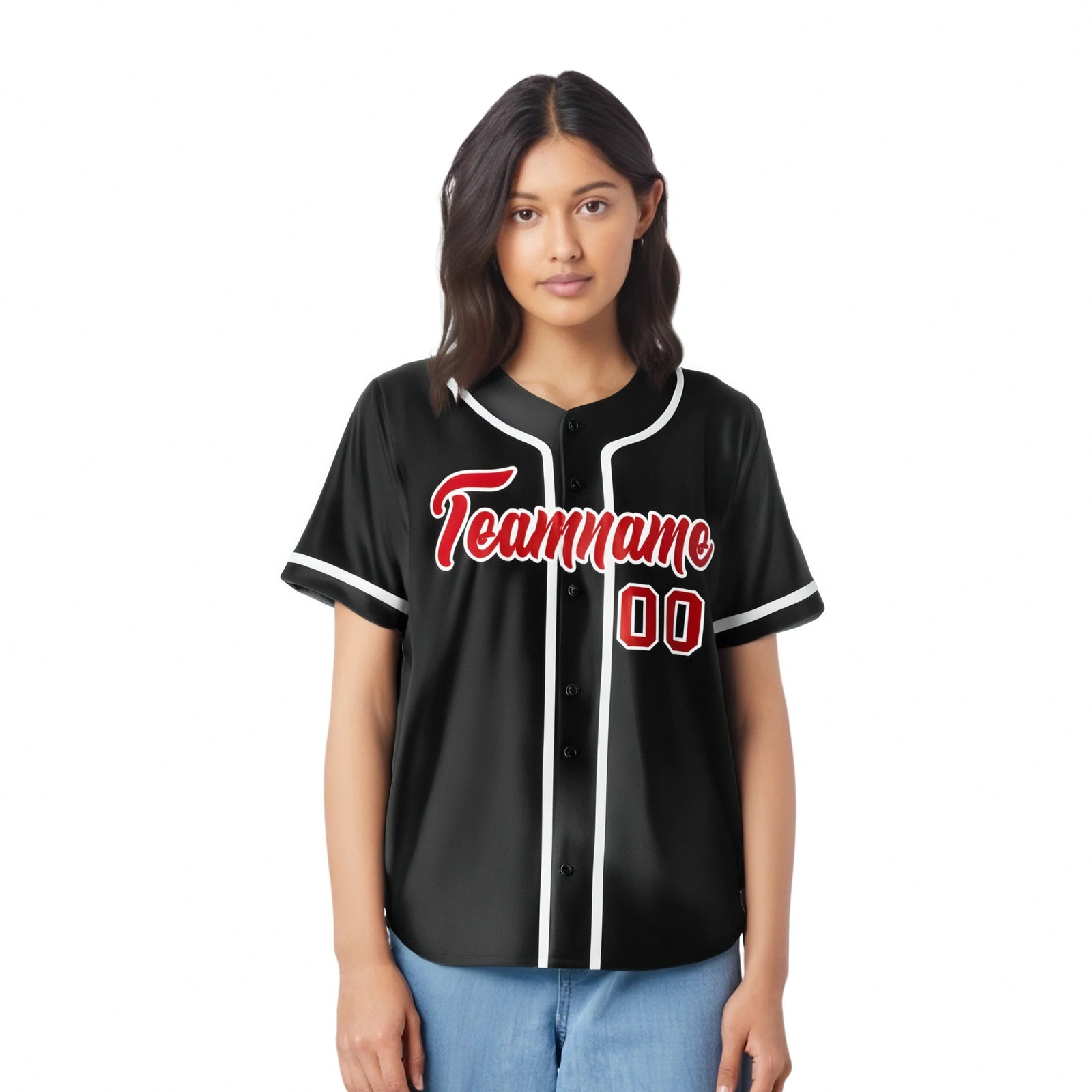 Custom Black Red-White Classic Style Authentic Baseball Jersey