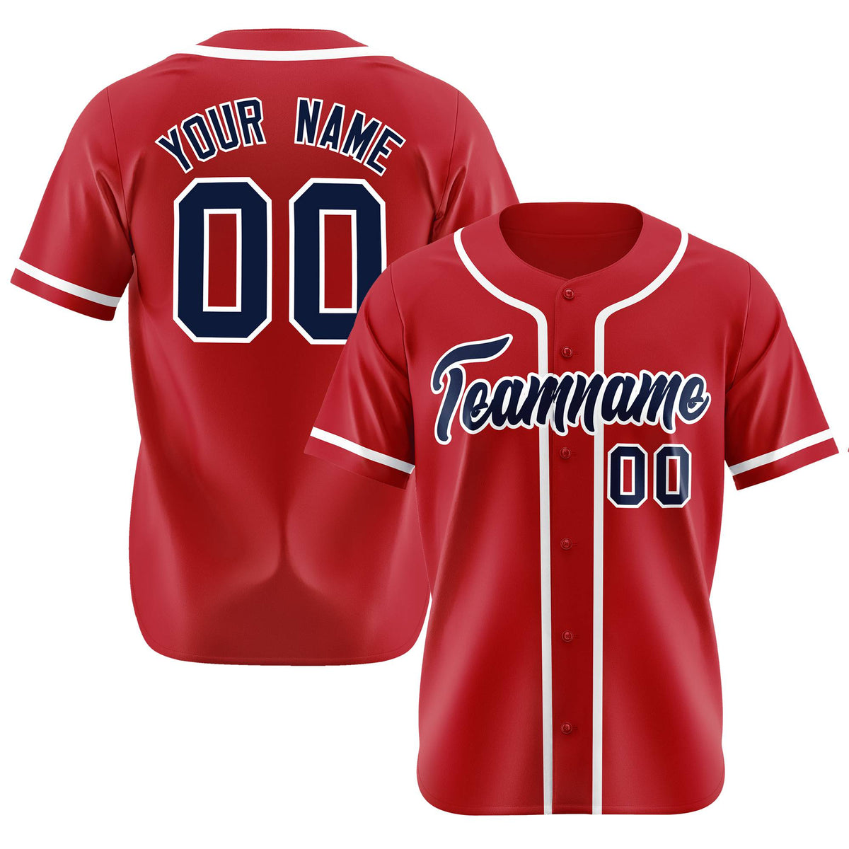 Custom Red Navy-White Classic Style Authentic Baseball Jersey