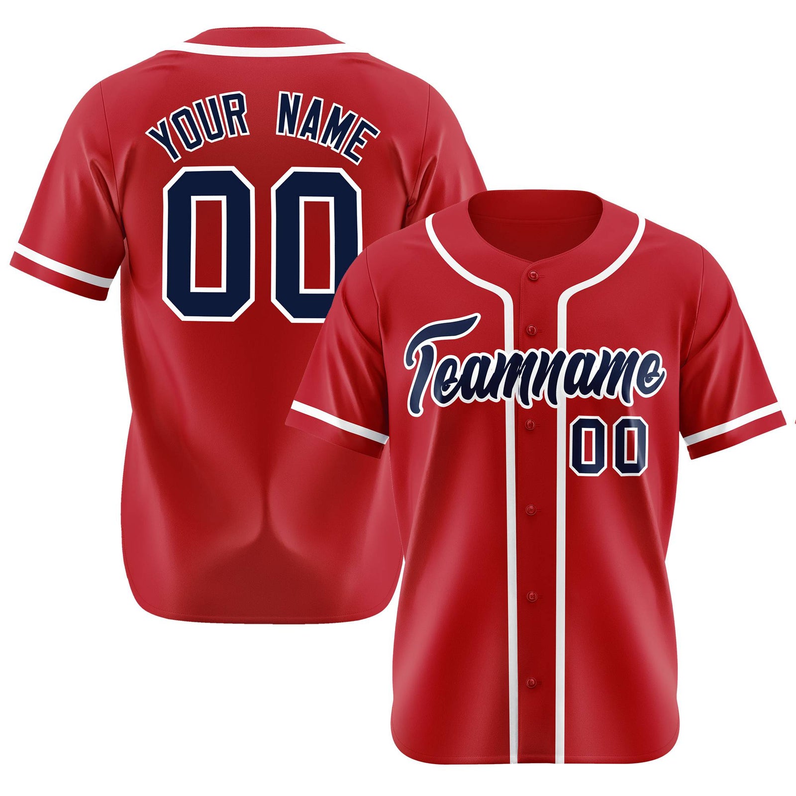Custom Red Navy-White Classic Style Authentic Baseball Jersey