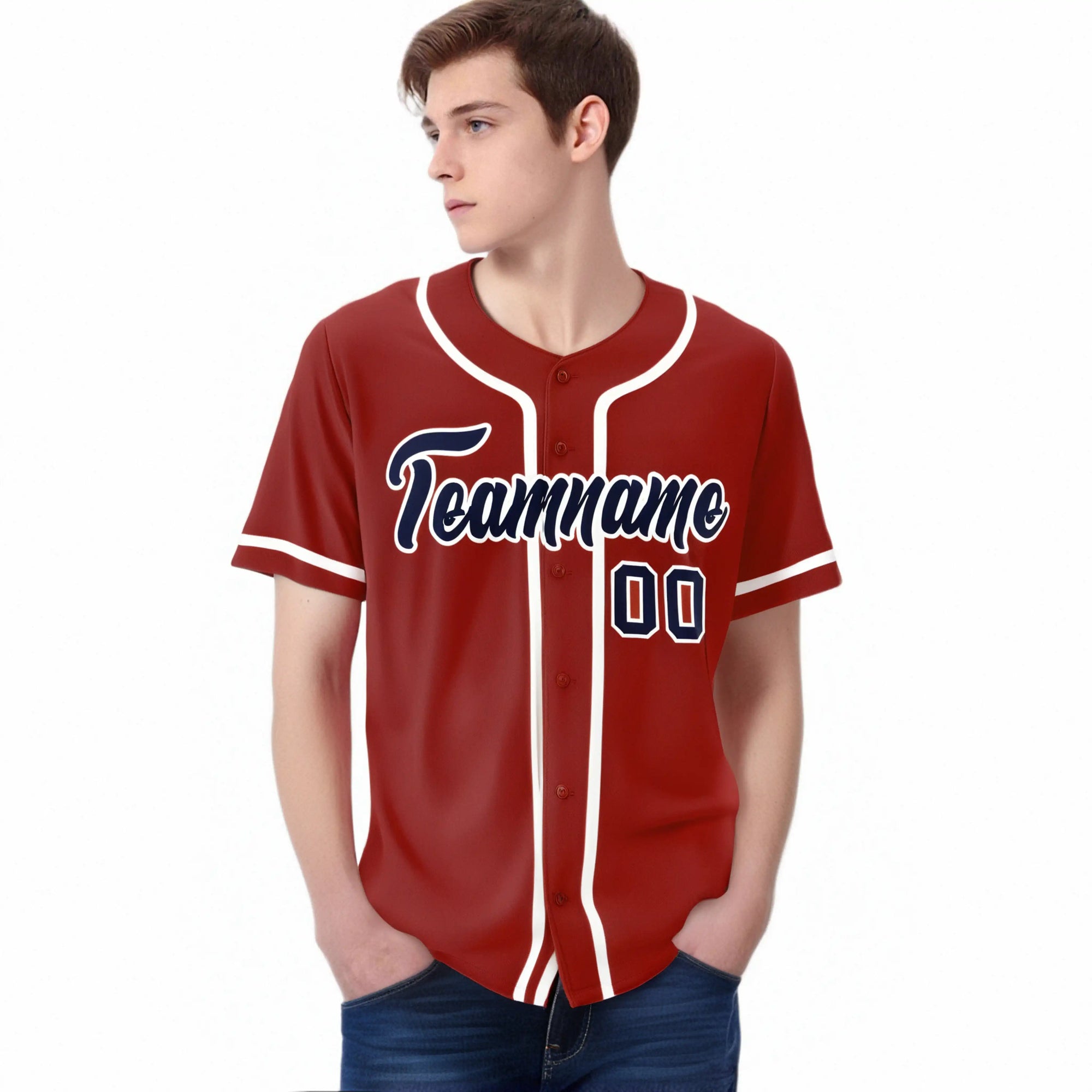 Custom Red Navy-White Classic Style Authentic Baseball Jersey