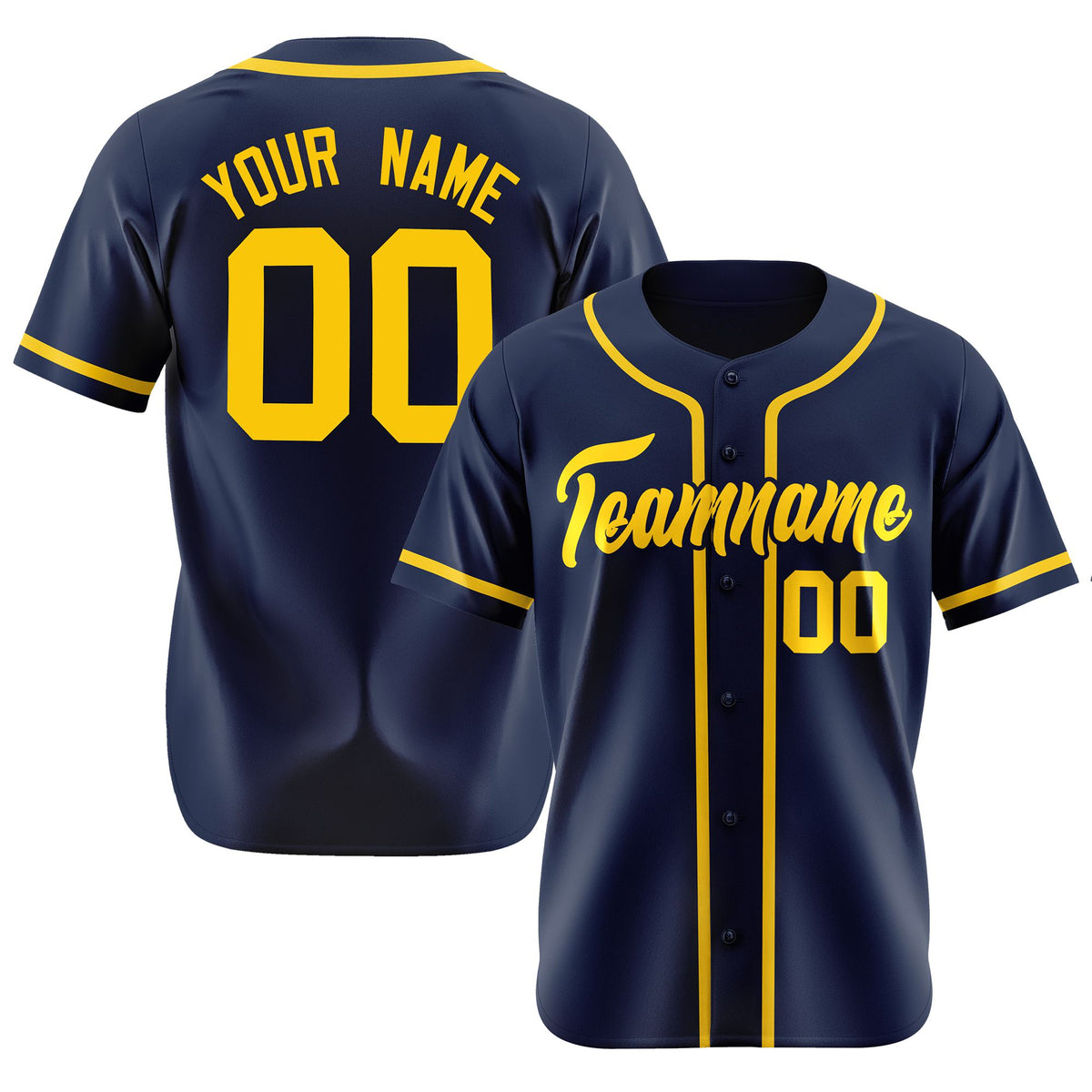 Custom Navy Gold Classic Style Authentic Baseball Jersey