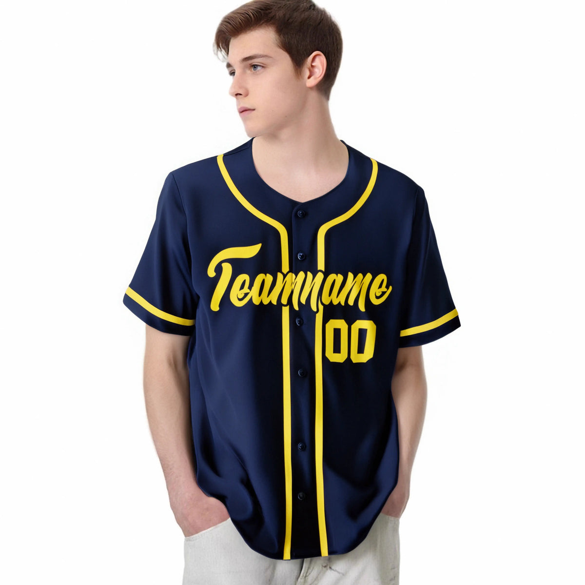 Custom Navy Gold Classic Style Authentic Baseball Jersey
