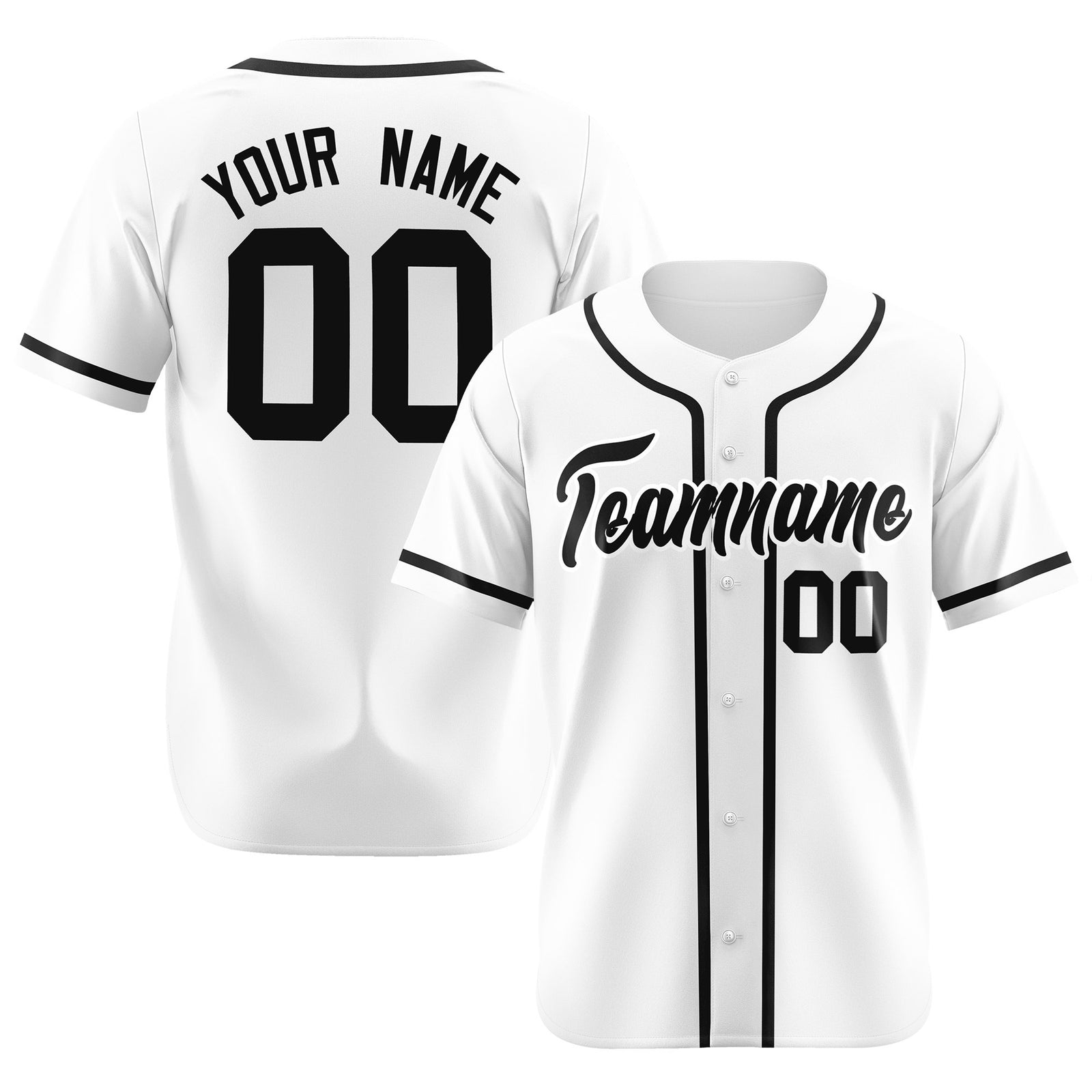 Custom White Black Classic Style Authentic Baseball Jersey