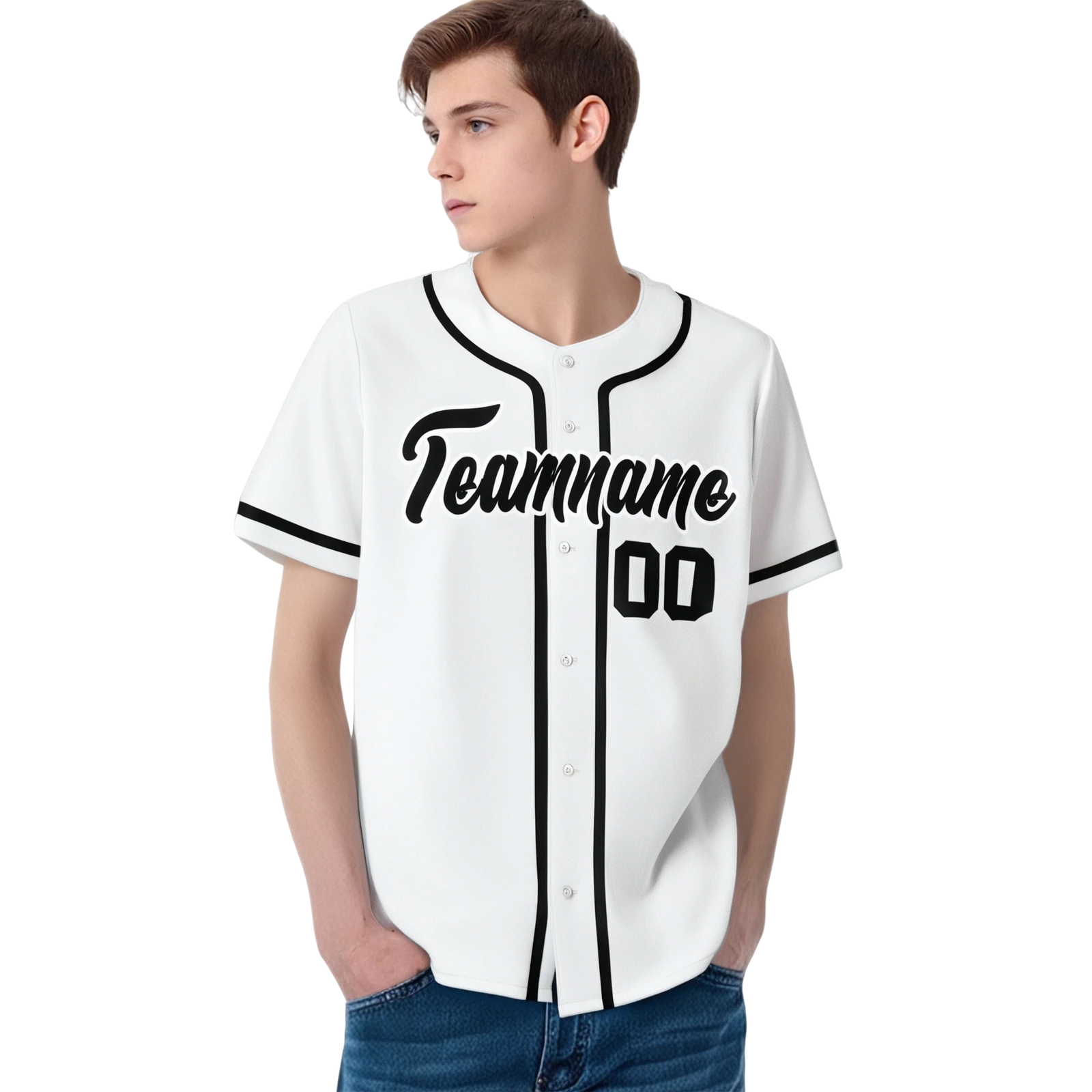 Custom White Black Classic Style Authentic Baseball Jersey