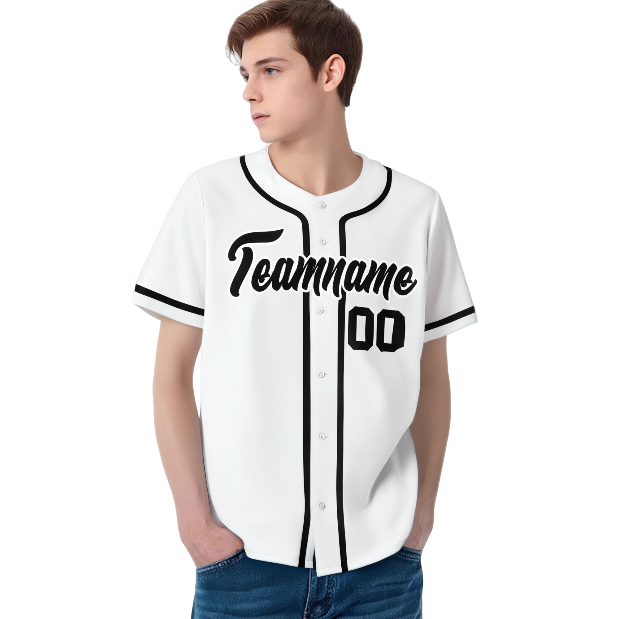 Custom White Black Classic Style Authentic Baseball Jersey