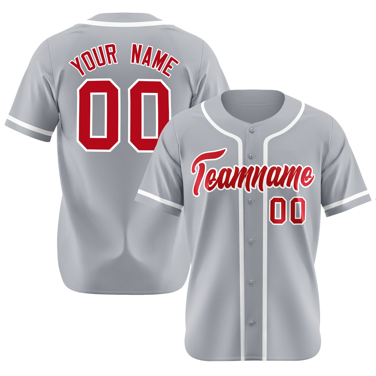 Custom Gray Red-White Classic Style Authentic Baseball Jersey