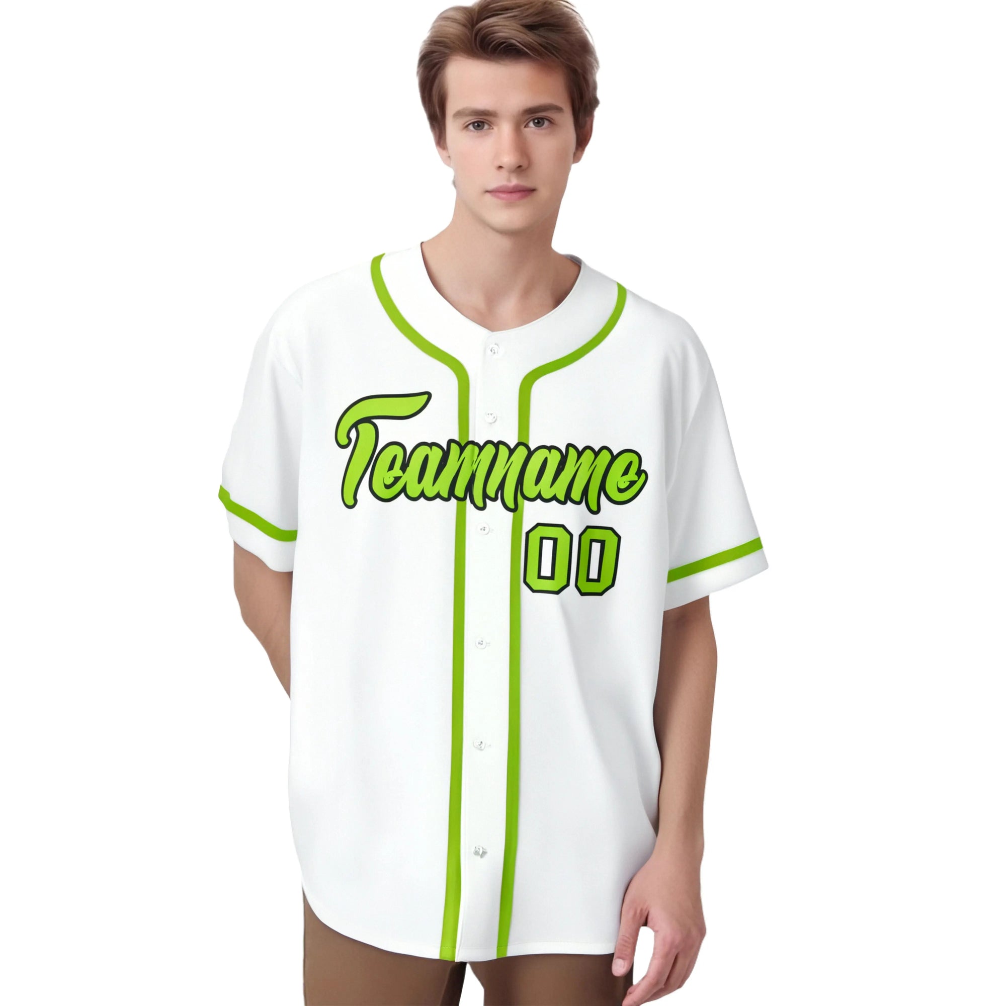 Custom White Neon Green Classic Style Authentic Baseball Jersey