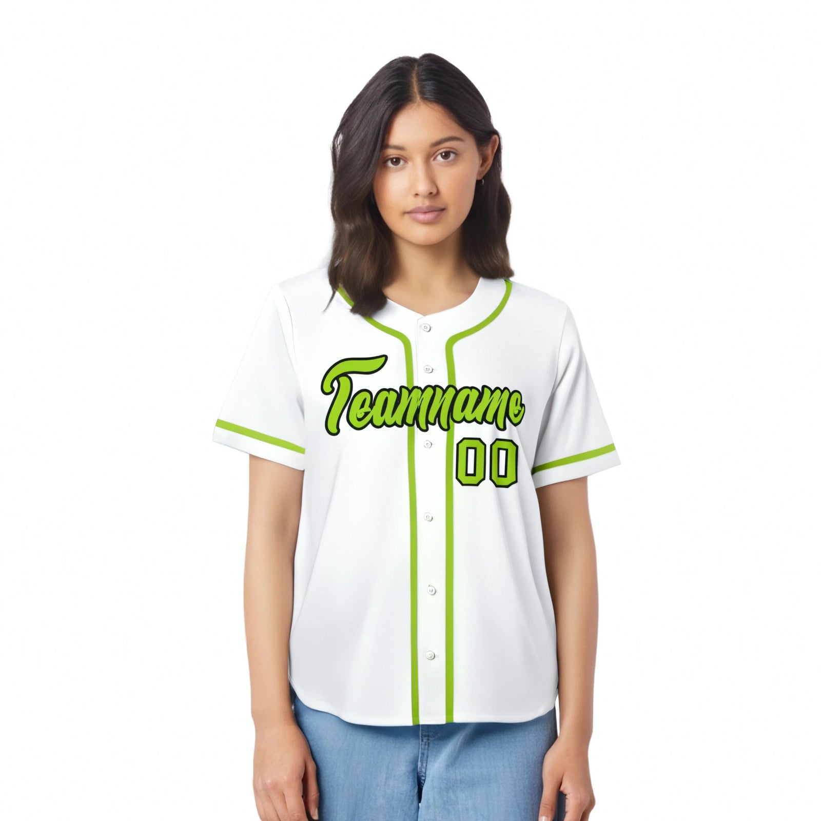 Custom White Neon Green Classic Style Authentic Baseball Jersey