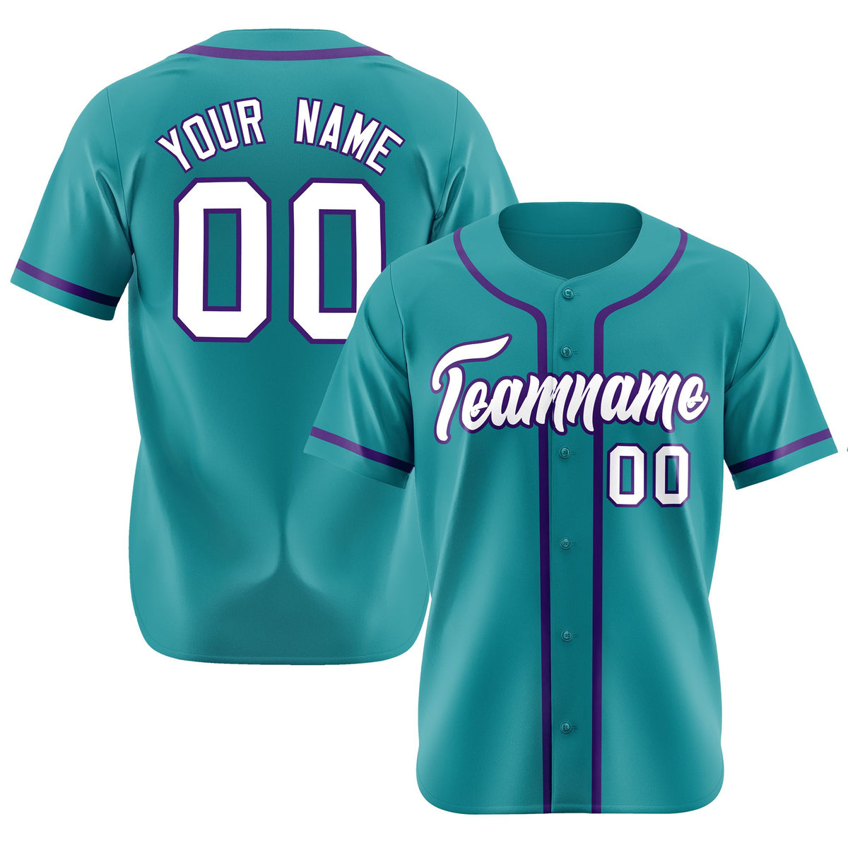 Custom Aqua White-Purple Classic Style Authentic Baseball Jersey