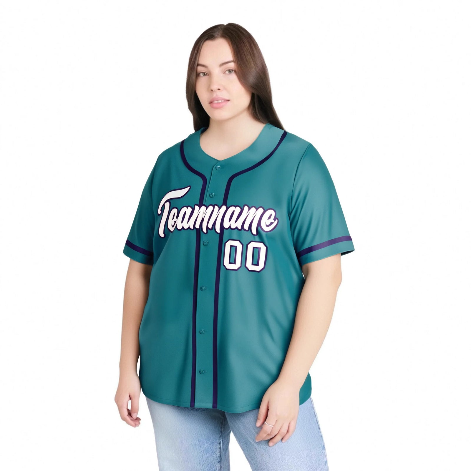 Custom Aqua White-Purple Classic Style Authentic Baseball Jersey