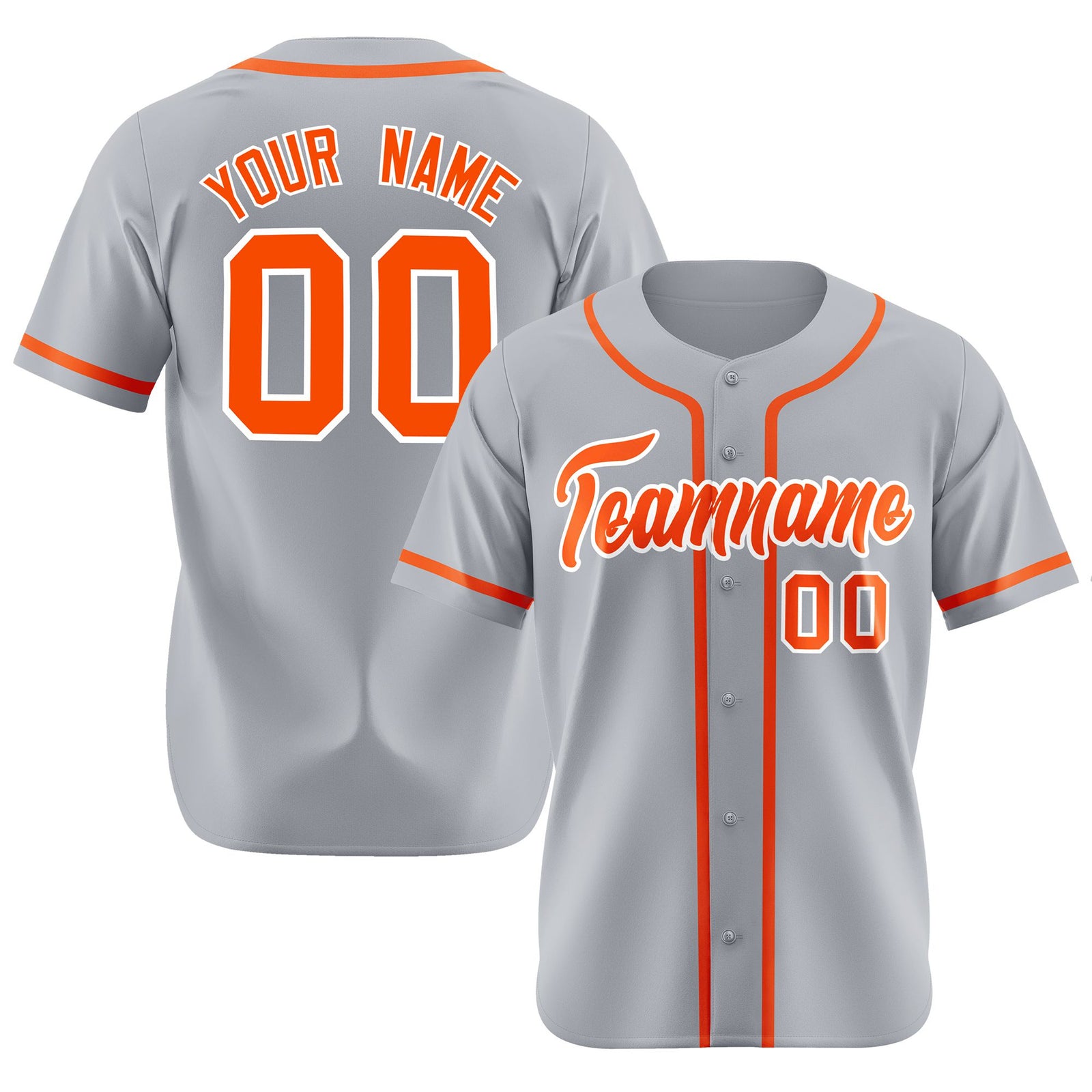 Custom Gray Orange Classic Style Authentic Baseball Jersey