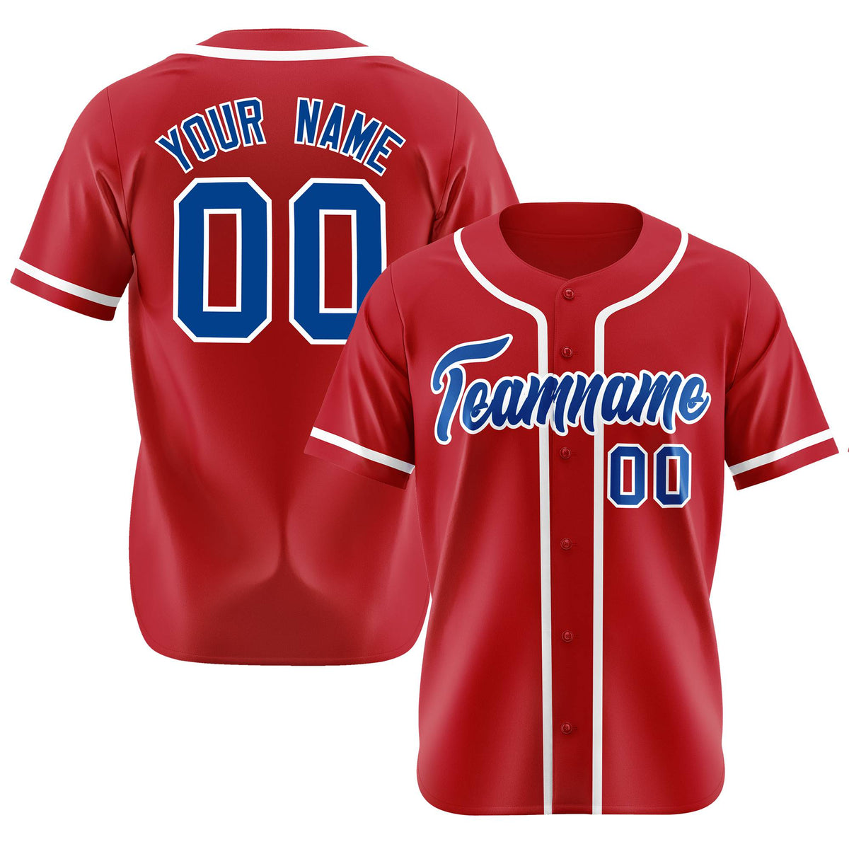 Custom Red Royal Blue-White Classic Style Authentic Baseball Jersey