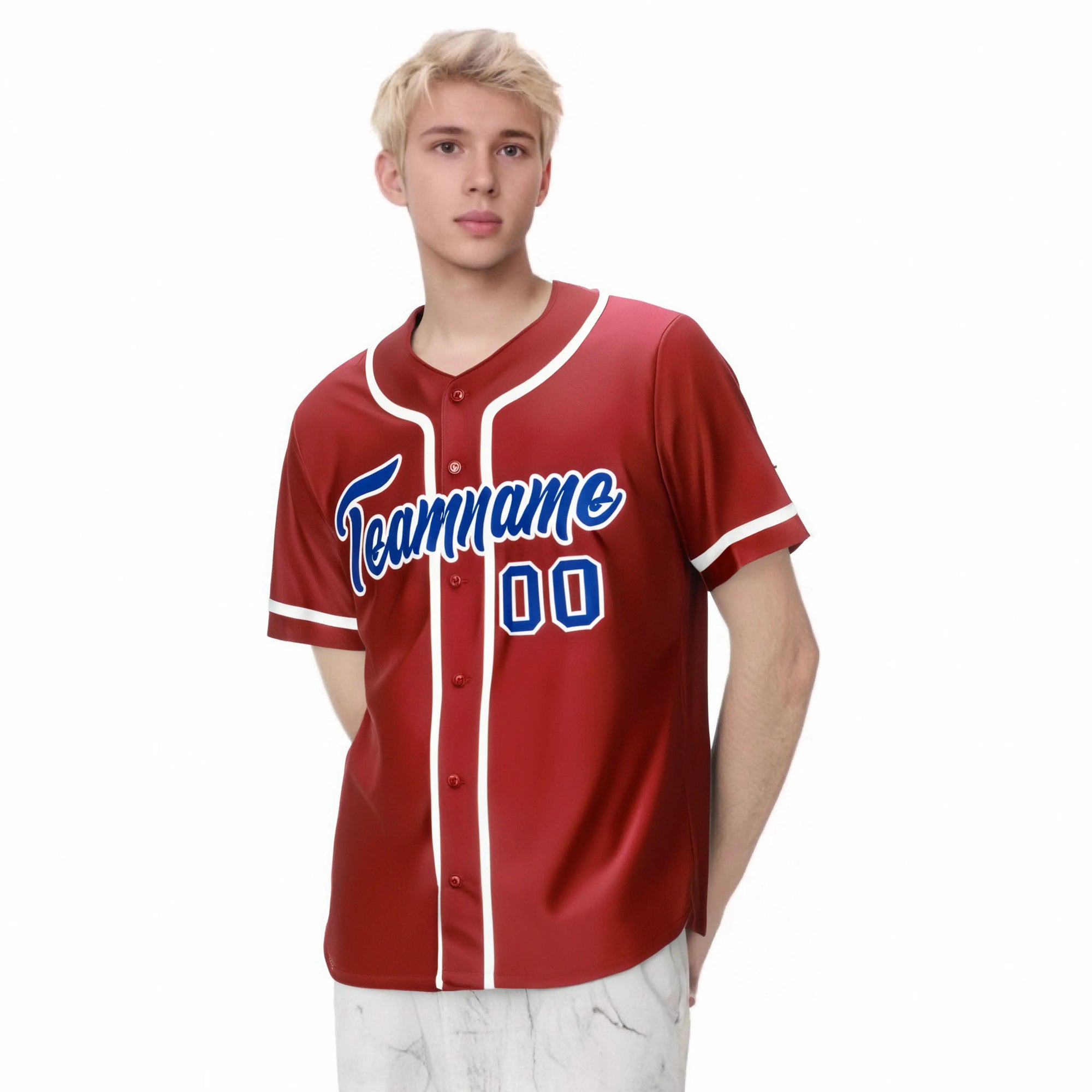 Custom Red Royal Blue-White Classic Style Authentic Baseball Jersey