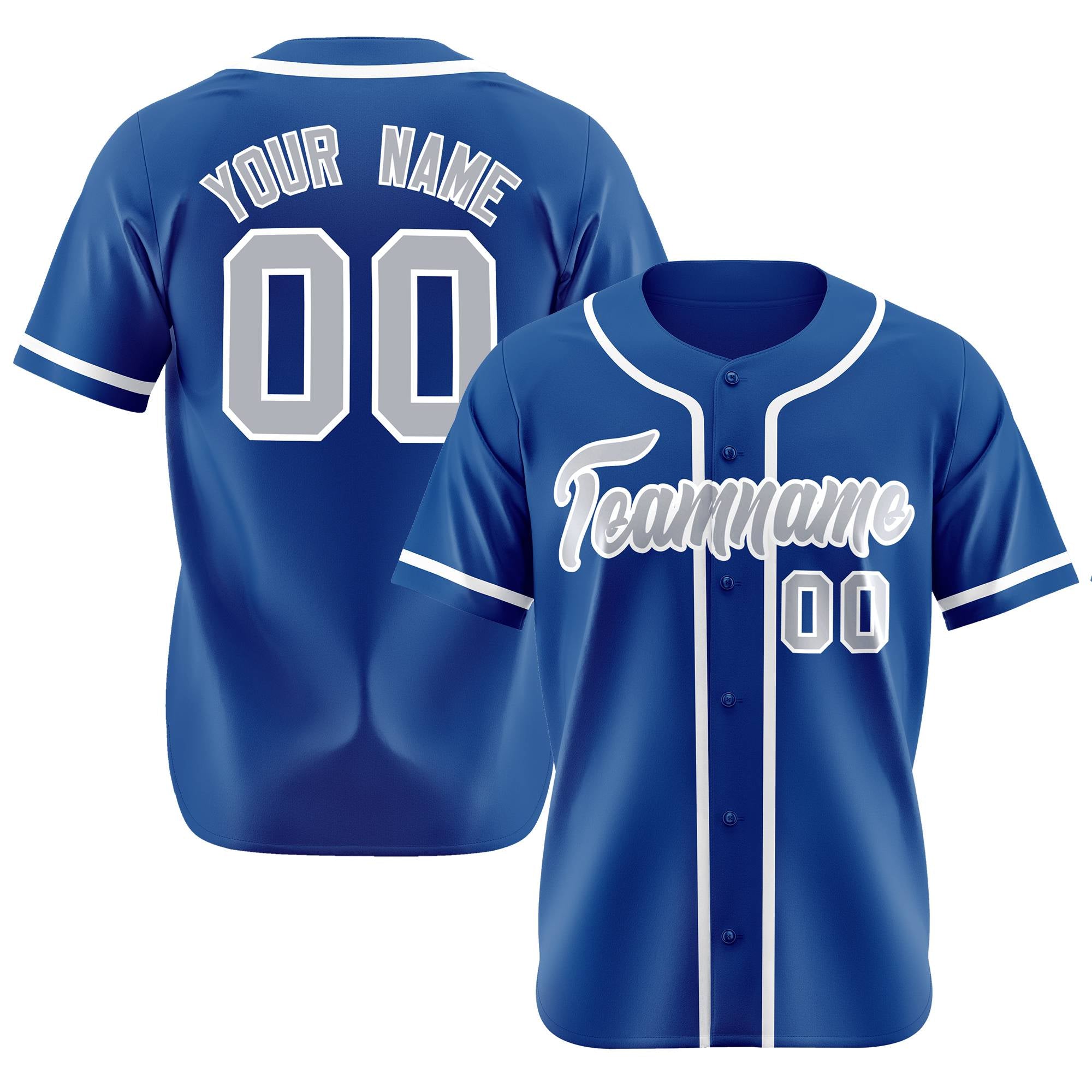 Custom Blue Gray-White Classic Style Authentic Baseball Jersey