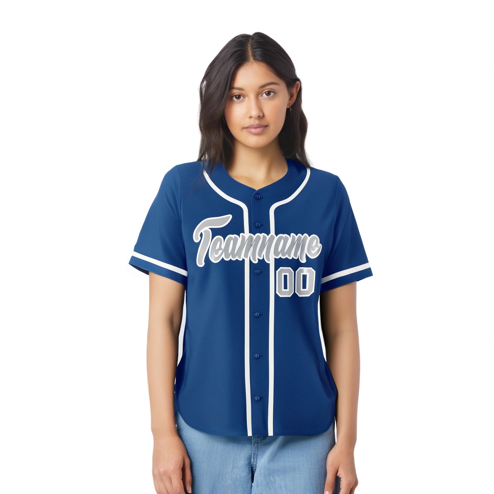 Custom Blue Gray-White Classic Style Authentic Baseball Jersey