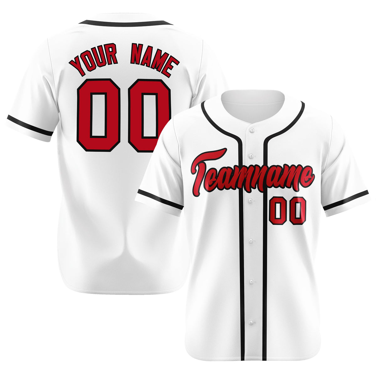 Custom White Red-Black Classic Style Authentic Baseball Jersey