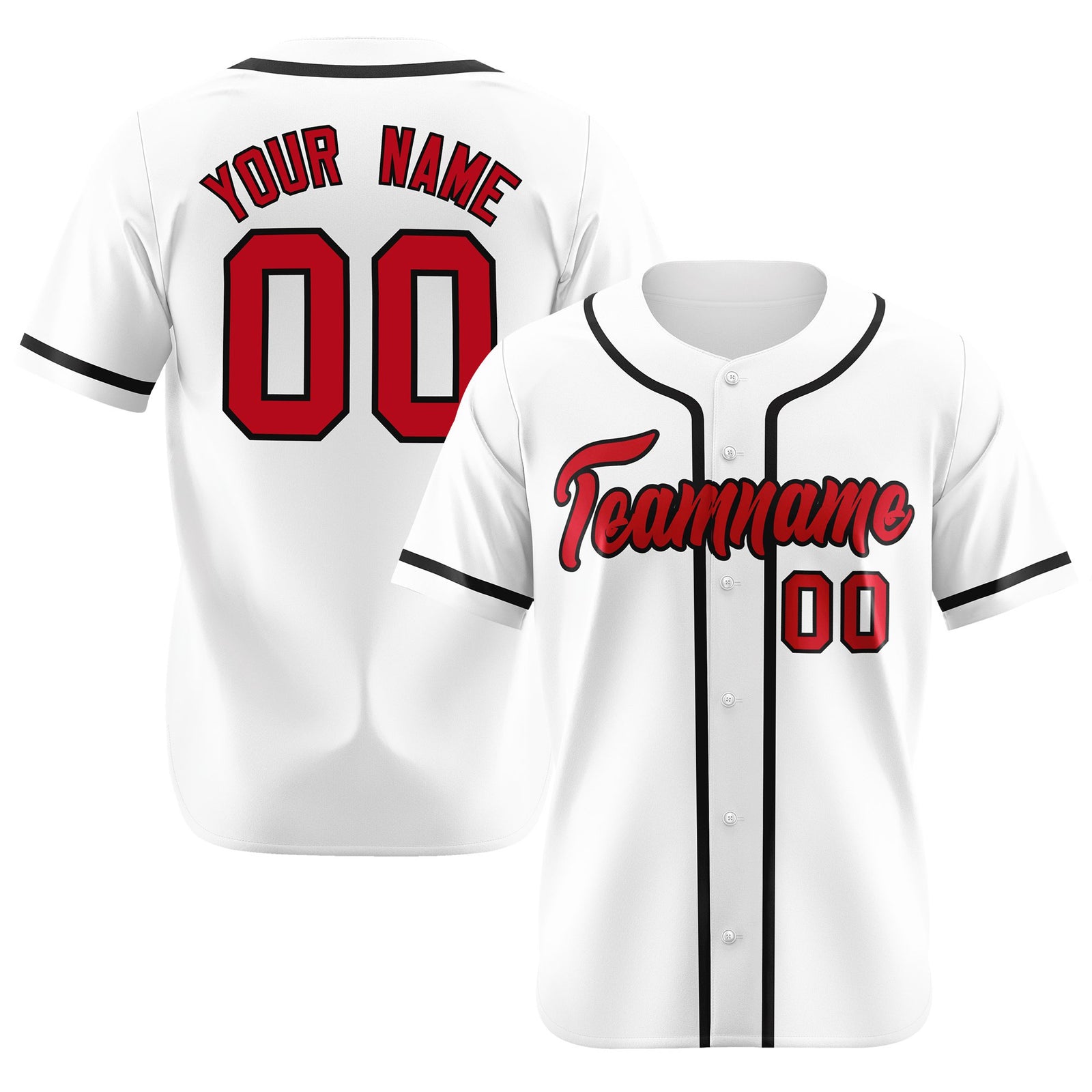 Custom White Red-Black Classic Style Authentic Baseball Jersey