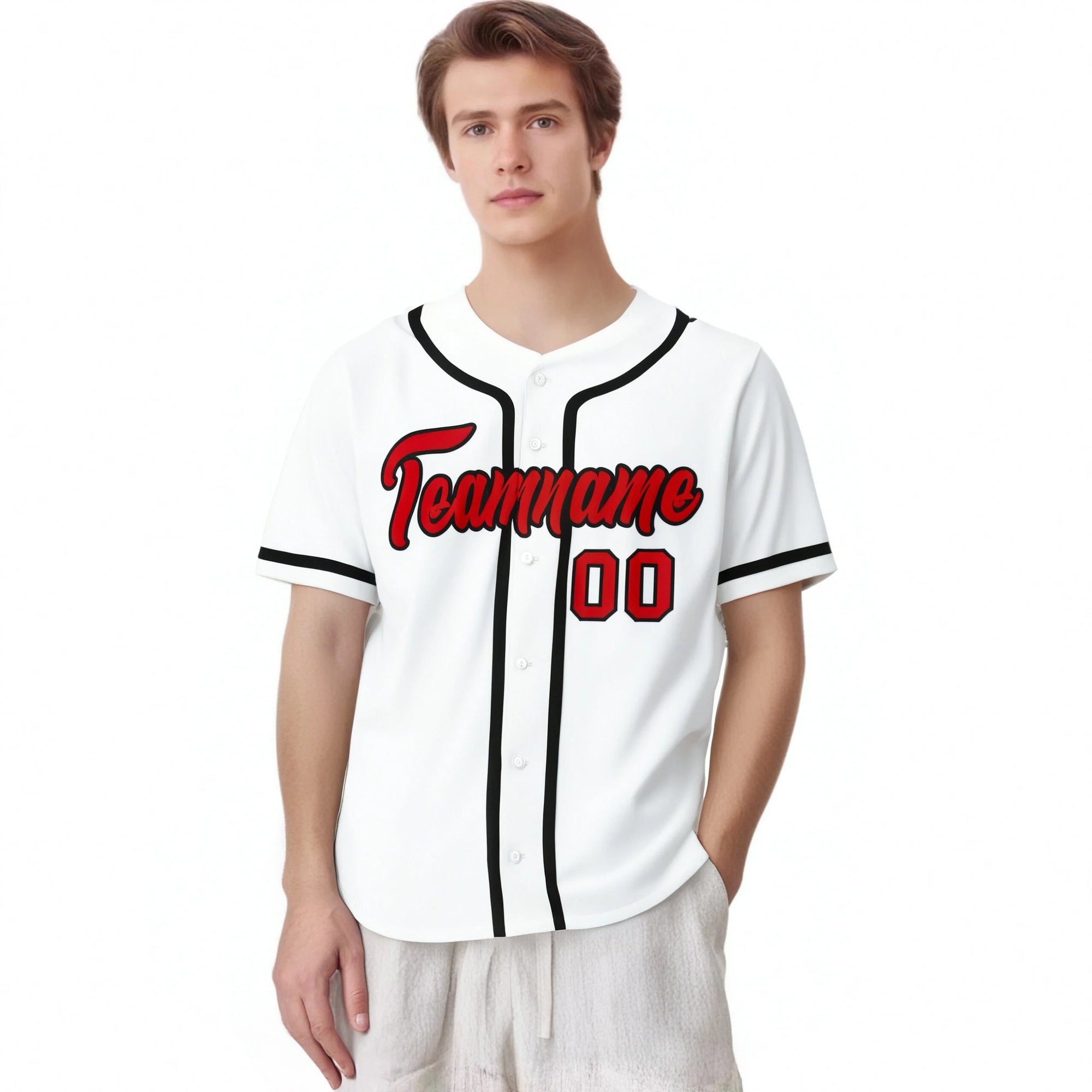 Custom White Red-Black Classic Style Authentic Baseball Jersey