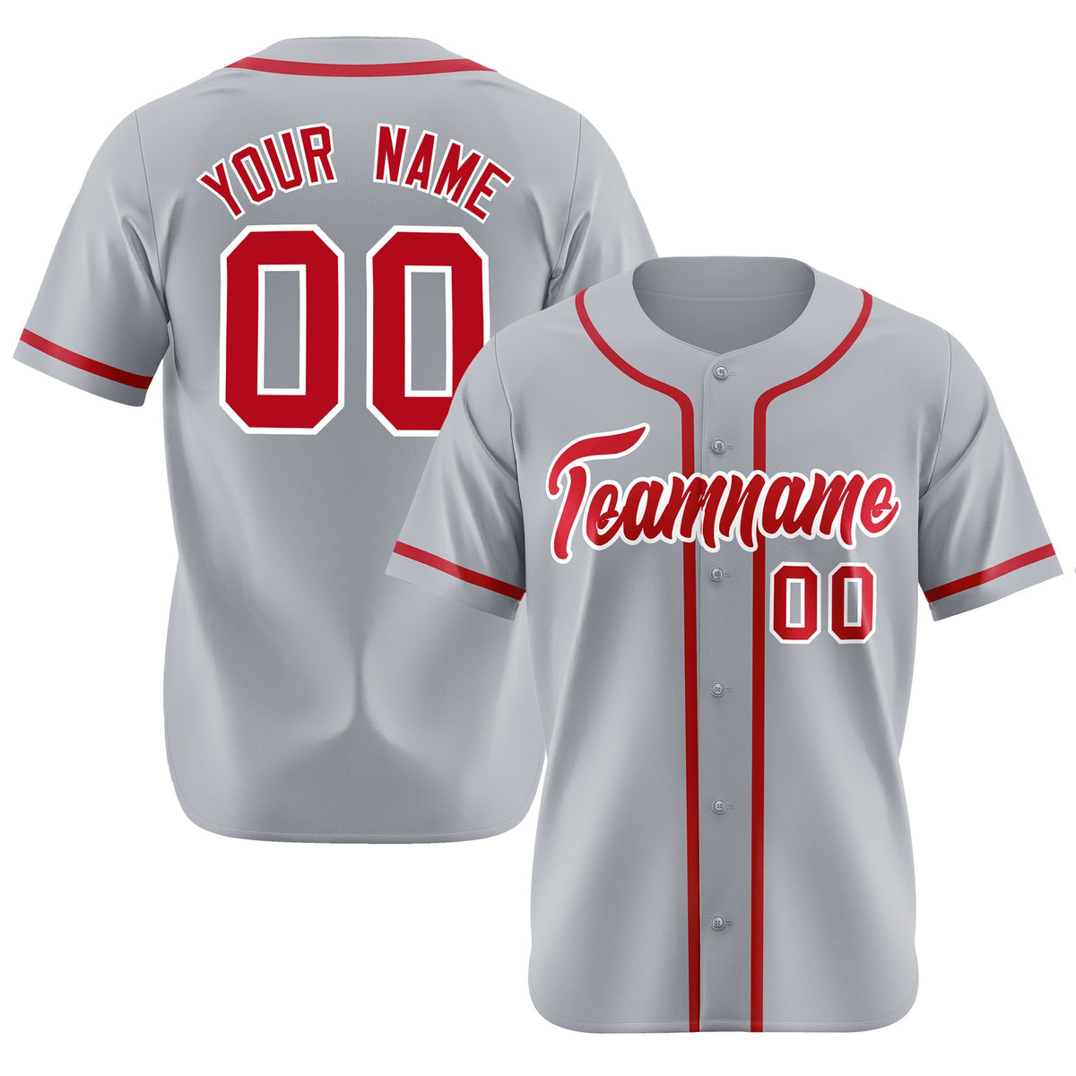 Custom Gray Red-White Classic Style Authentic Baseball Jersey