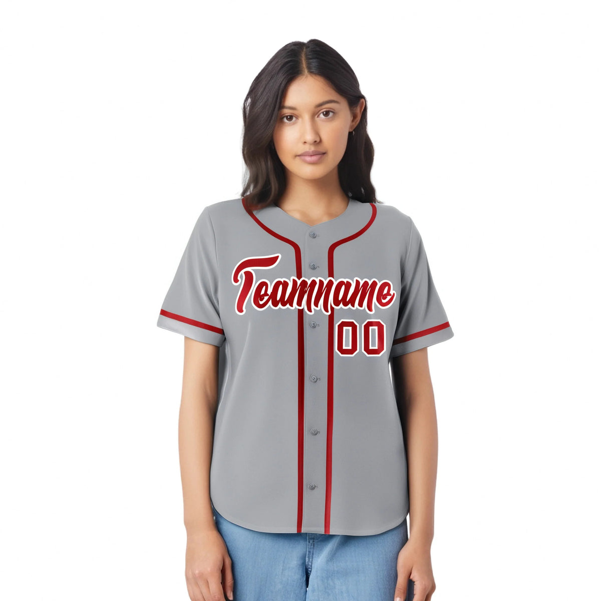 Custom Gray Red-White Classic Style Authentic Baseball Jersey