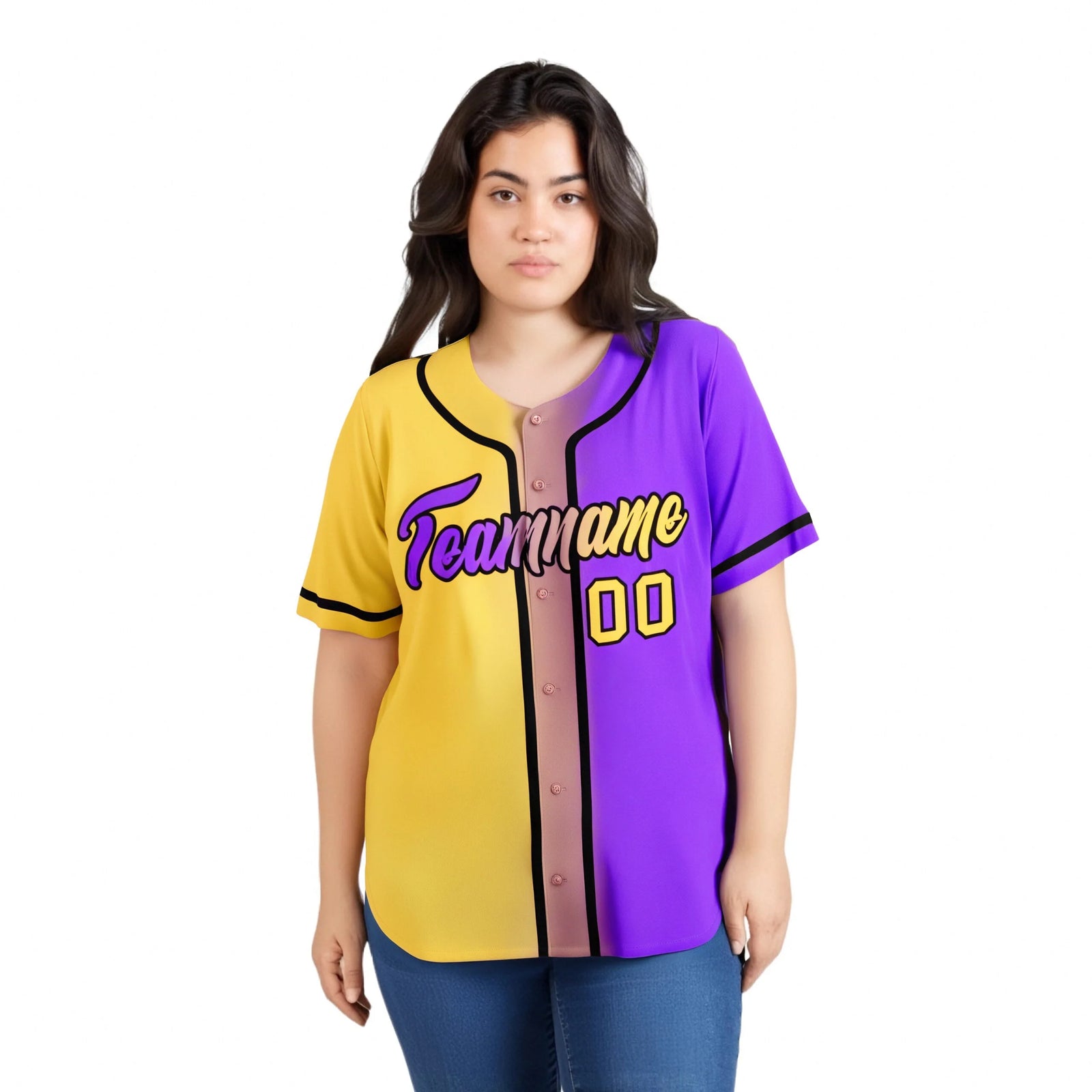 Custom Yellow Purple Gradient Style Authentic Baseball Jersey