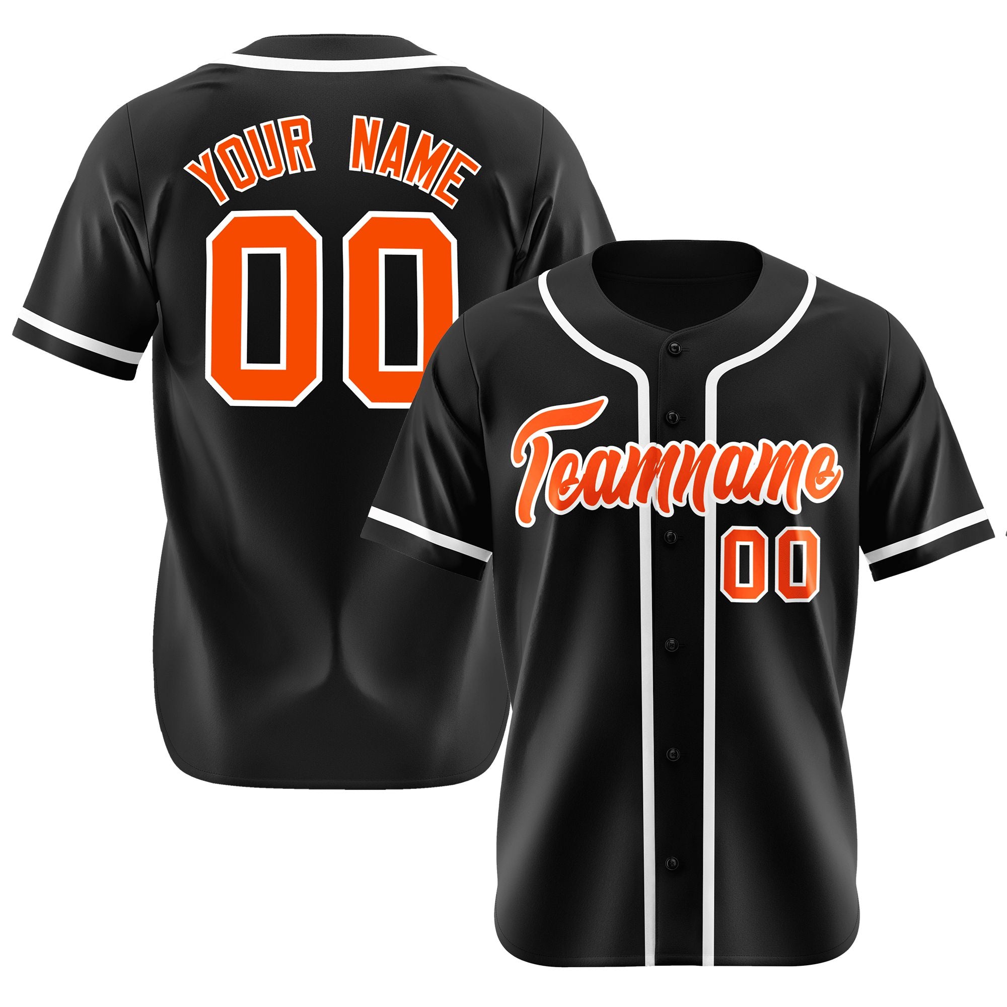 Custom Black Orange-White Classic Style Authentic Baseball Jersey