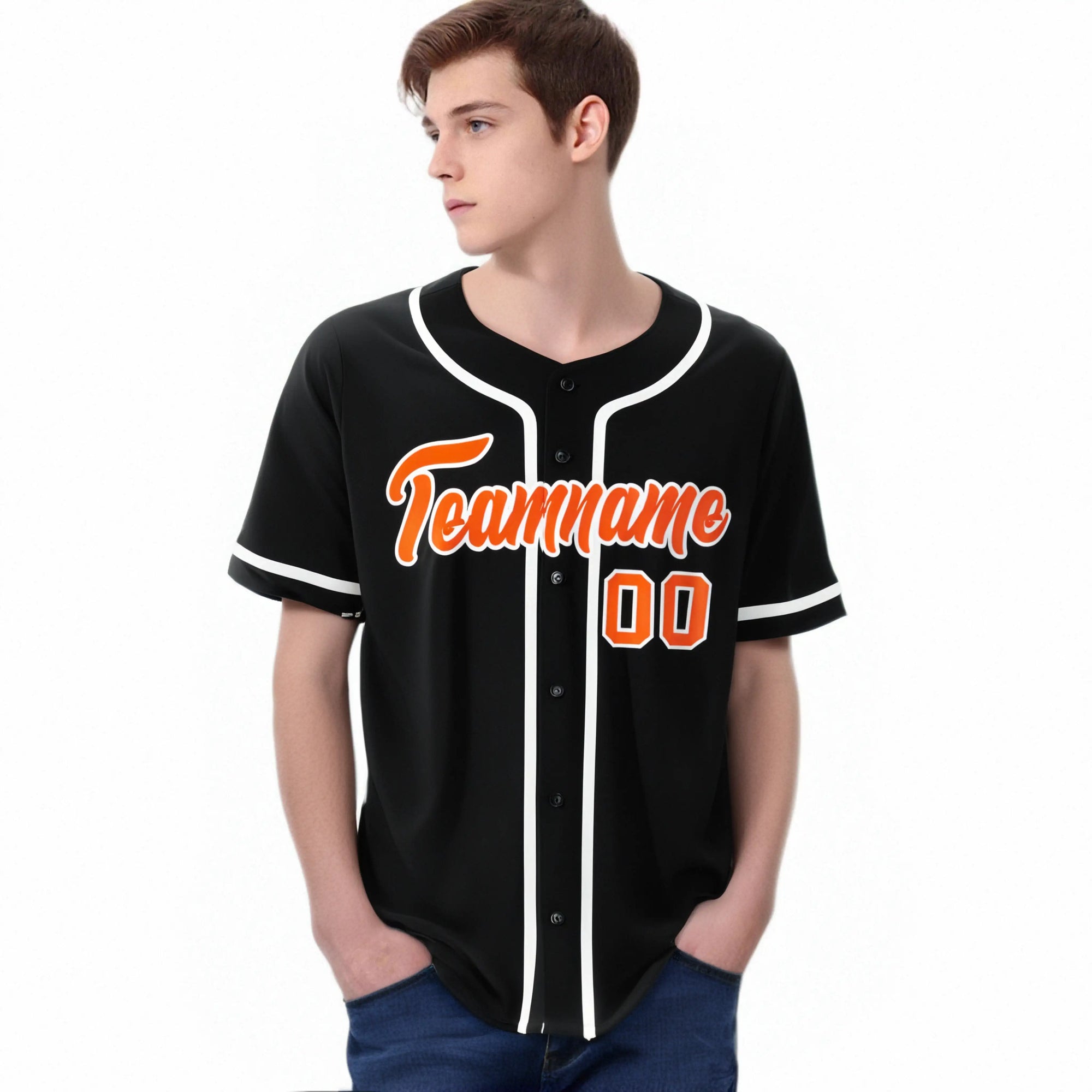 Custom Black Orange-White Classic Style Authentic Baseball Jersey