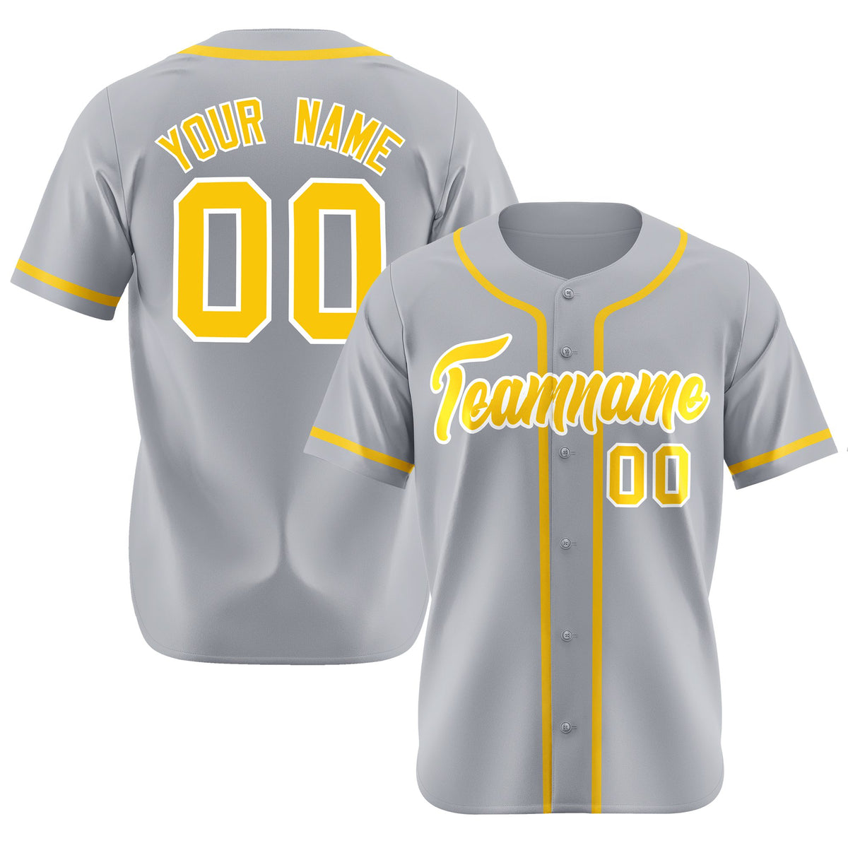 Custom Gray Gold-White Classic Style Authentic Baseball Jersey