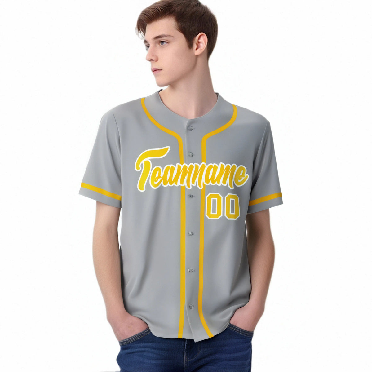 Custom Gray Gold-White Classic Style Authentic Baseball Jersey