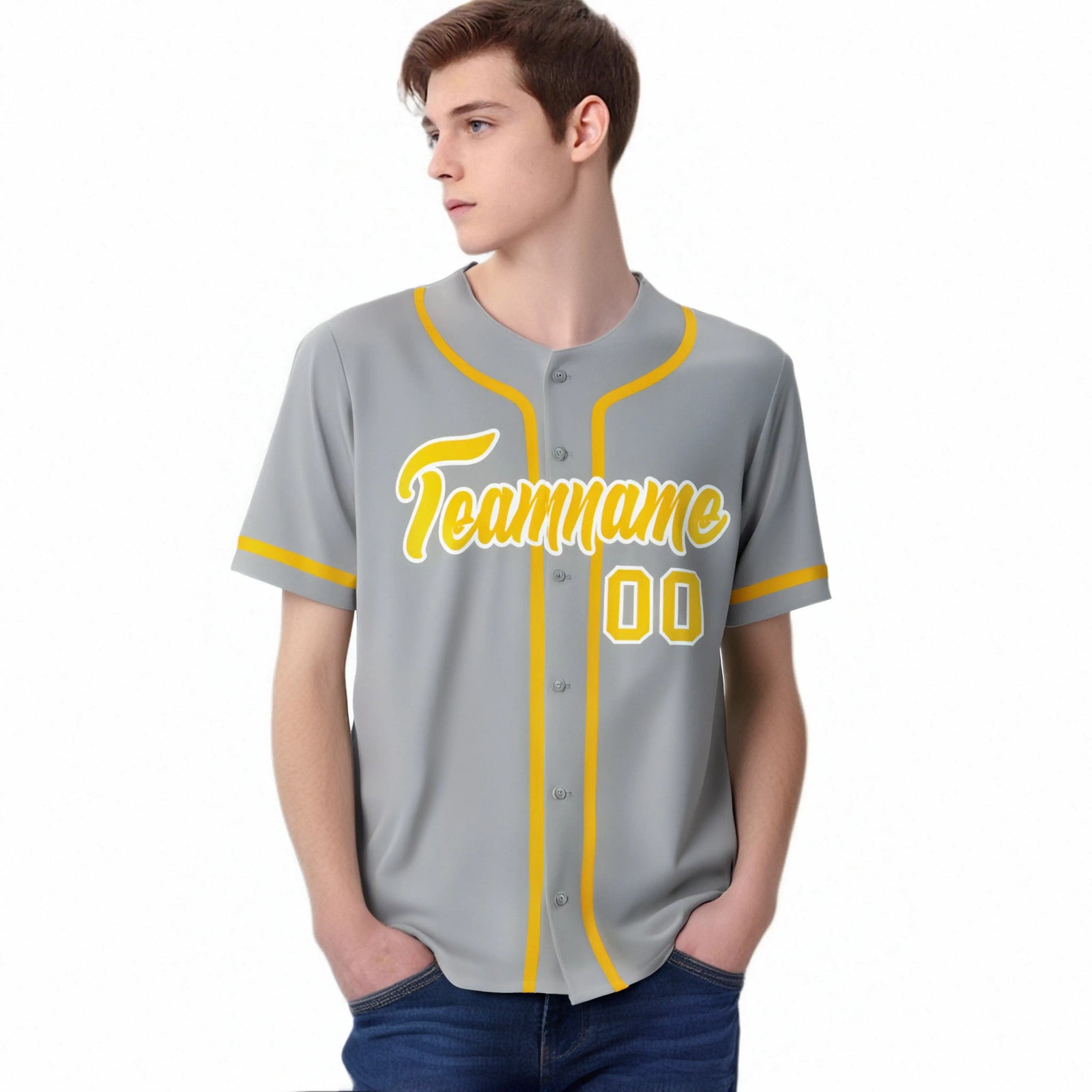Custom Gray Gold-White Classic Style Authentic Baseball Jersey