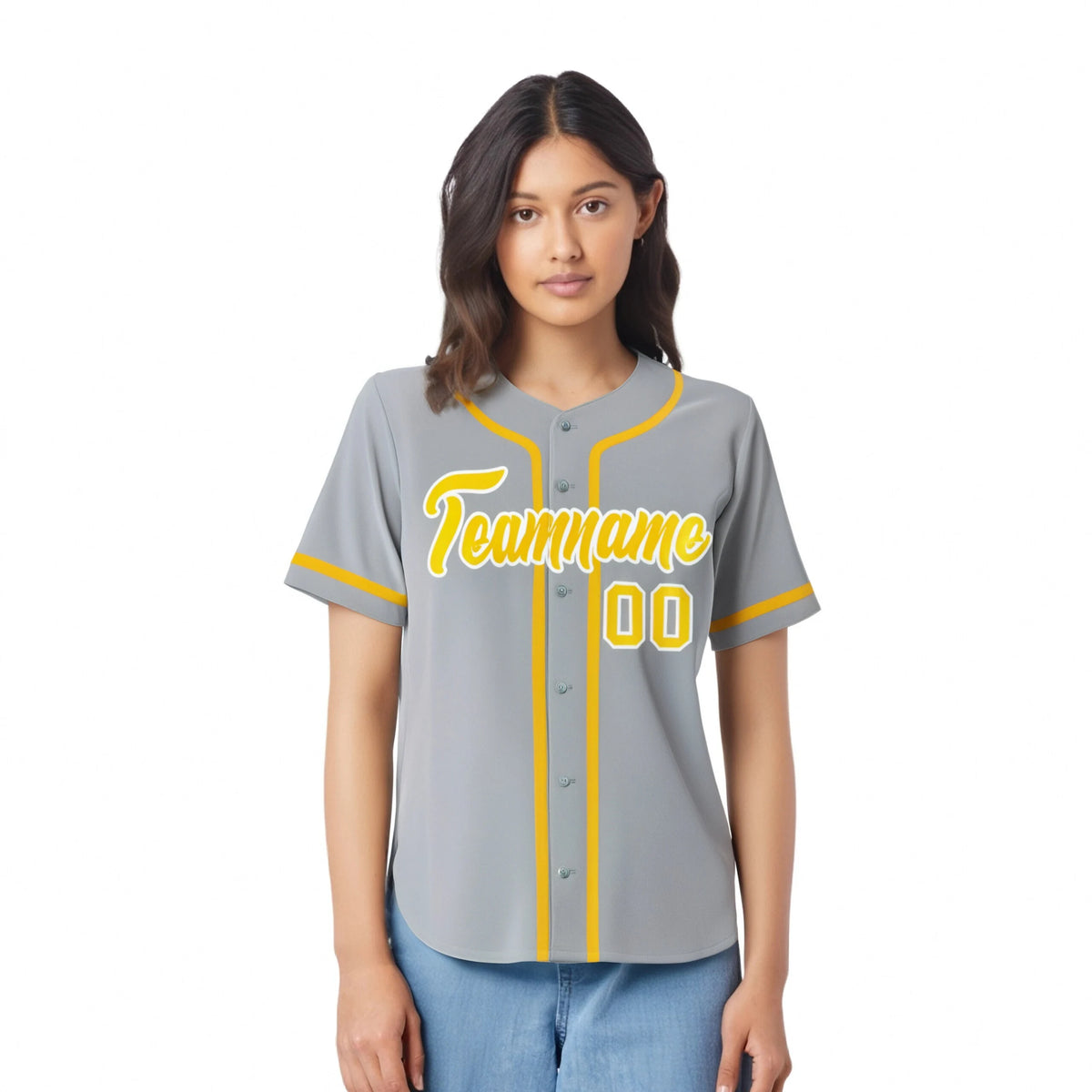 Custom Gray Gold-White Classic Style Authentic Baseball Jersey