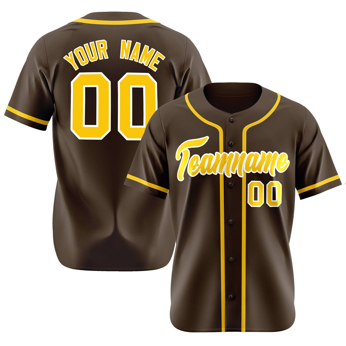 Custom Brown Glod Classic Style Authentic Baseball Jersey